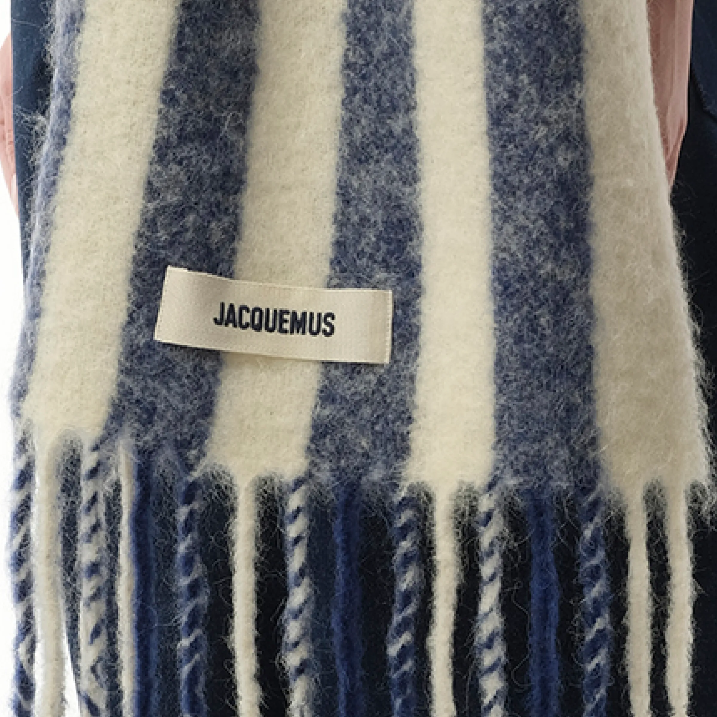 L'echarpe Carro Scarf in White/Blue Stripe sold by MARAIS product image thumbnail 3