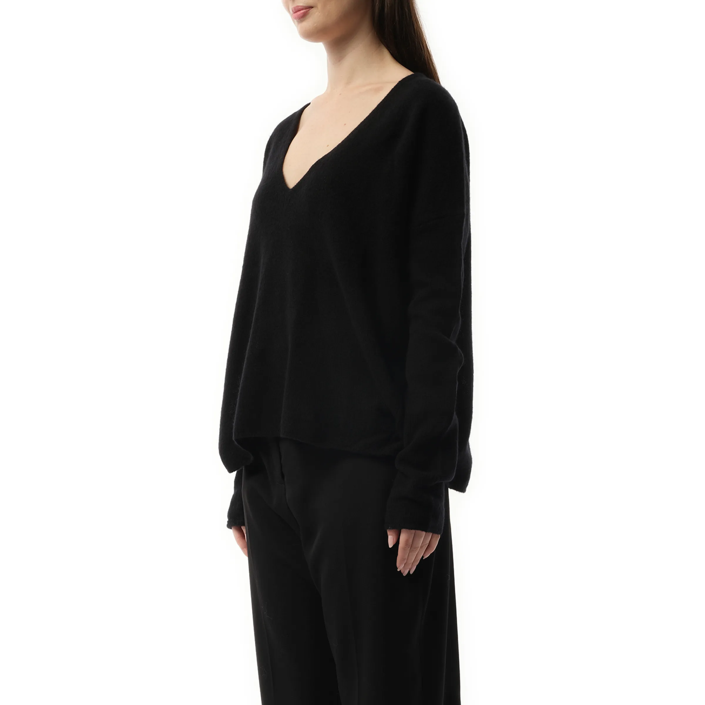 V-Neck Oversized Knitwear Sweater in Black sold by MARAIS product image thumbnail 5