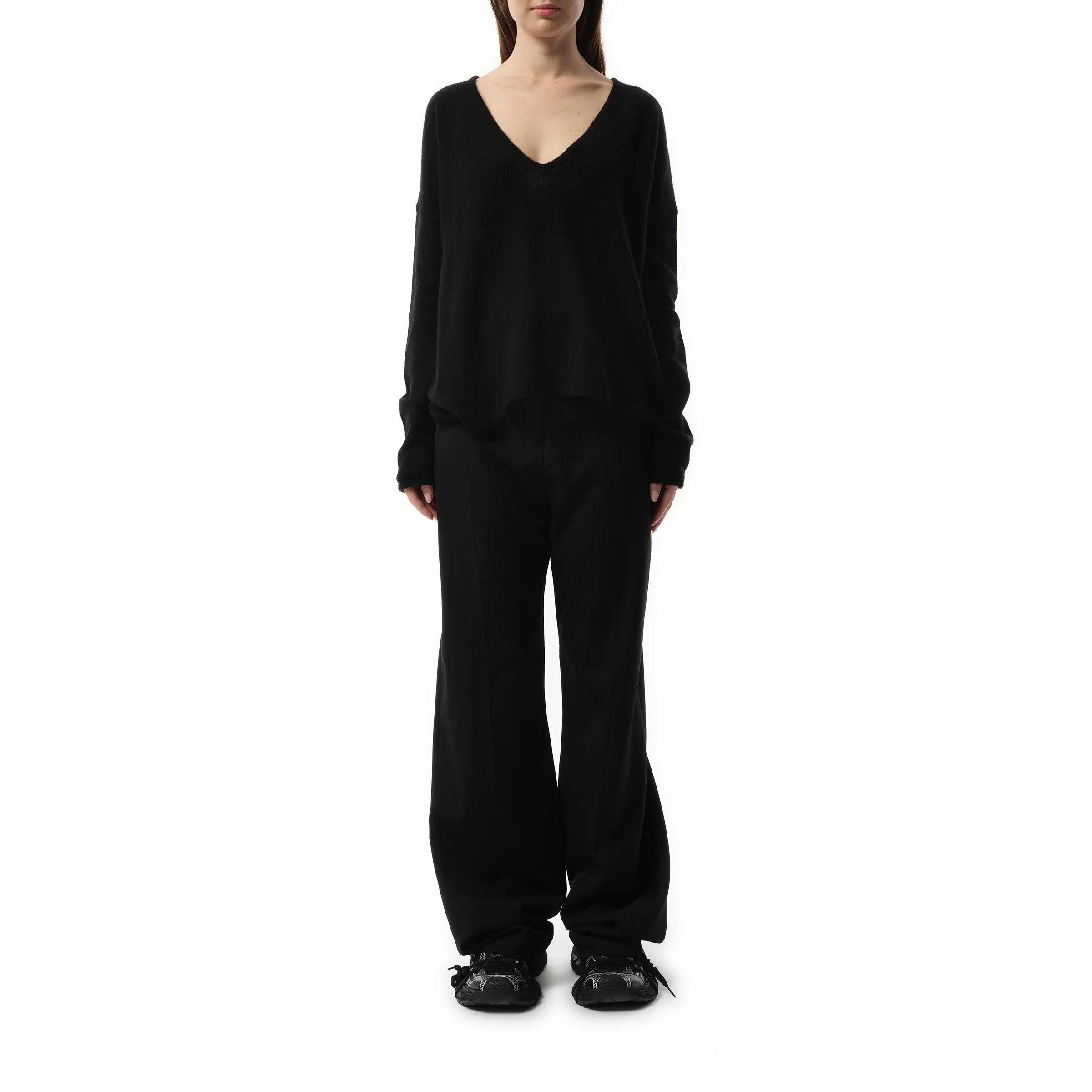 V-Neck Oversized Knitwear Sweater in Black sold by MARAIS product image thumbnail 4