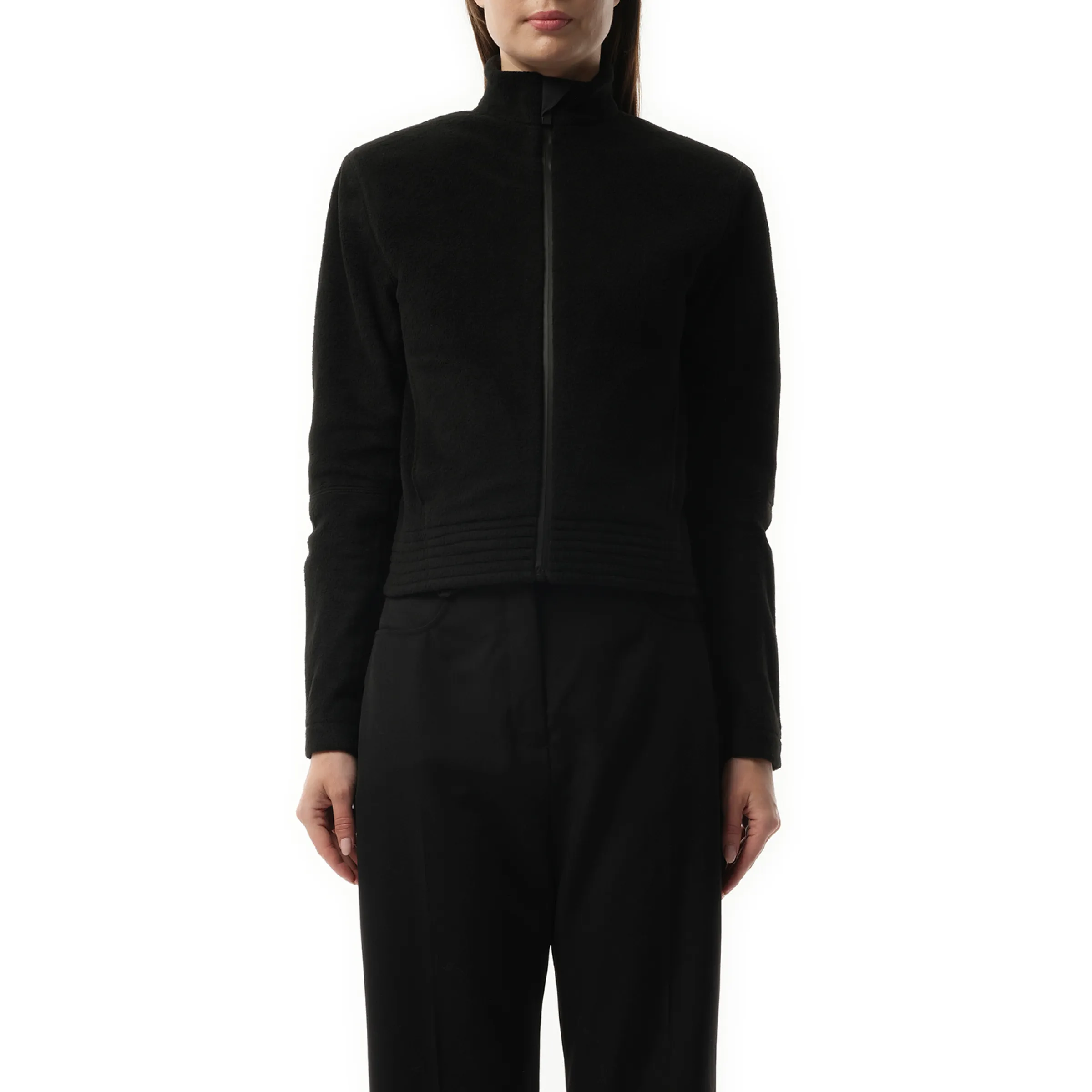 Fleece Zip-Up Jacket in Black sold by MARAIS