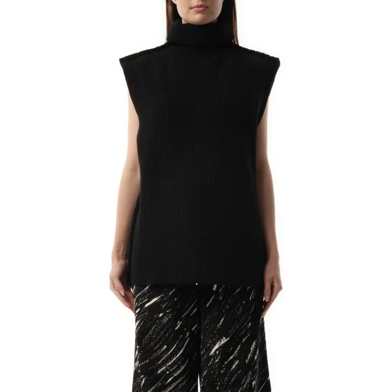 Sleeveless Turtleneck Sweater in Black sold by MARAIS