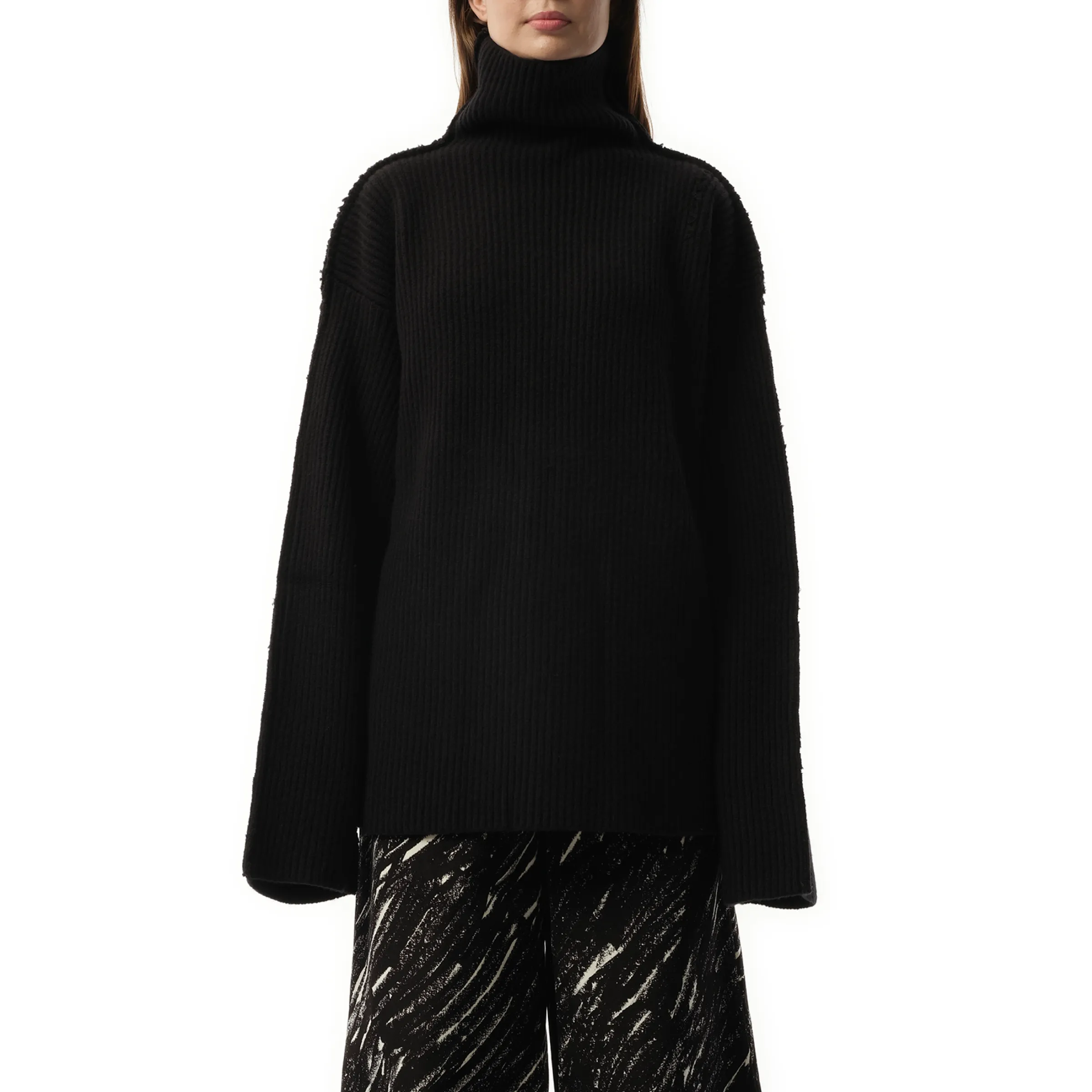 Long Sleeve Turtleneck Sweater in Black sold by MARAIS