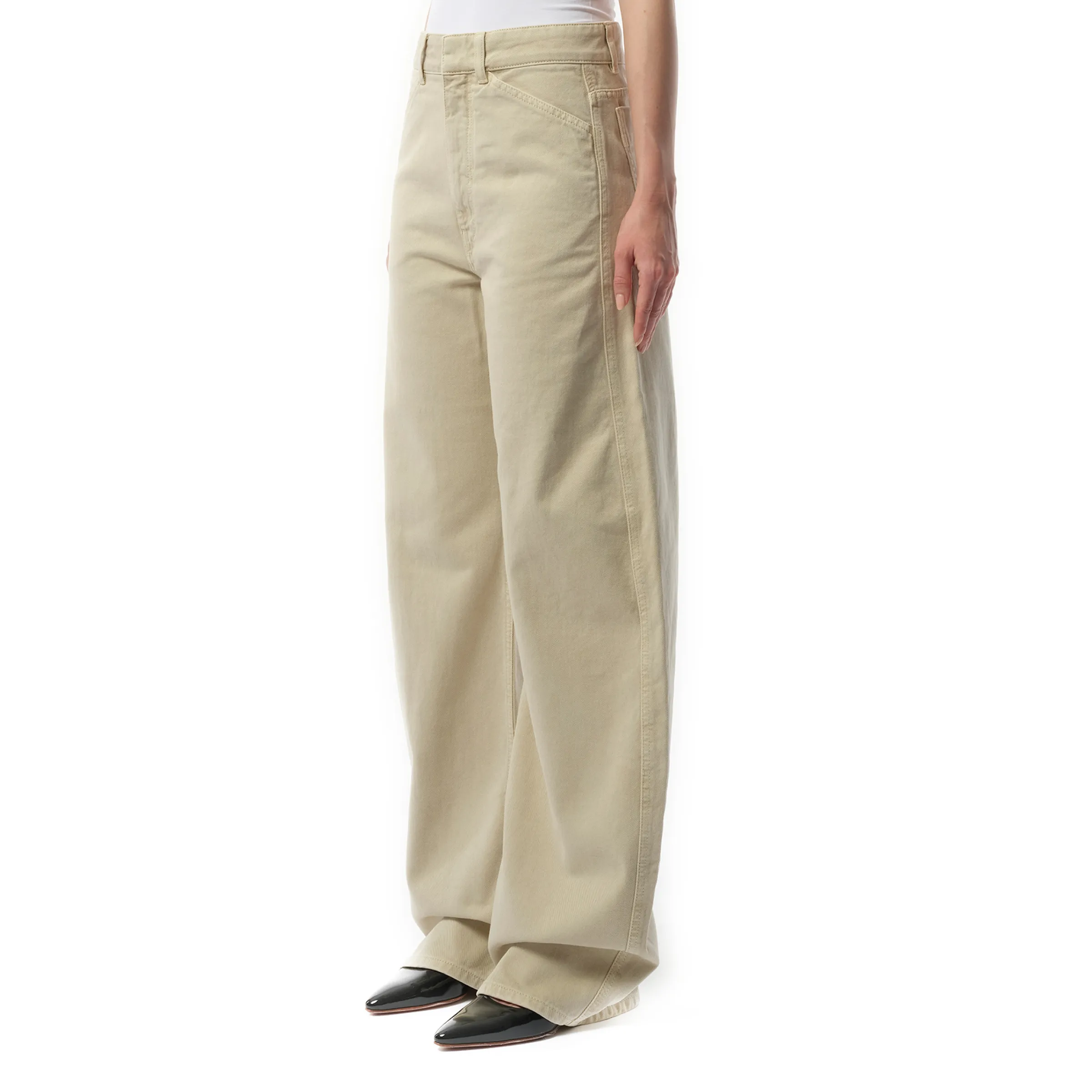 High Waisted Curved Pants in Denim Snow Oat sold by MARAIS product image thumbnail 5