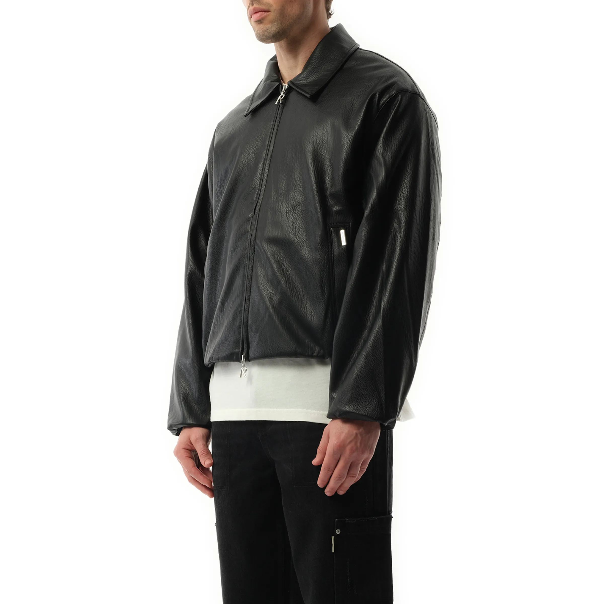 Faux Leather Bomber in Jet Black sold by MARAIS product image thumbnail 5