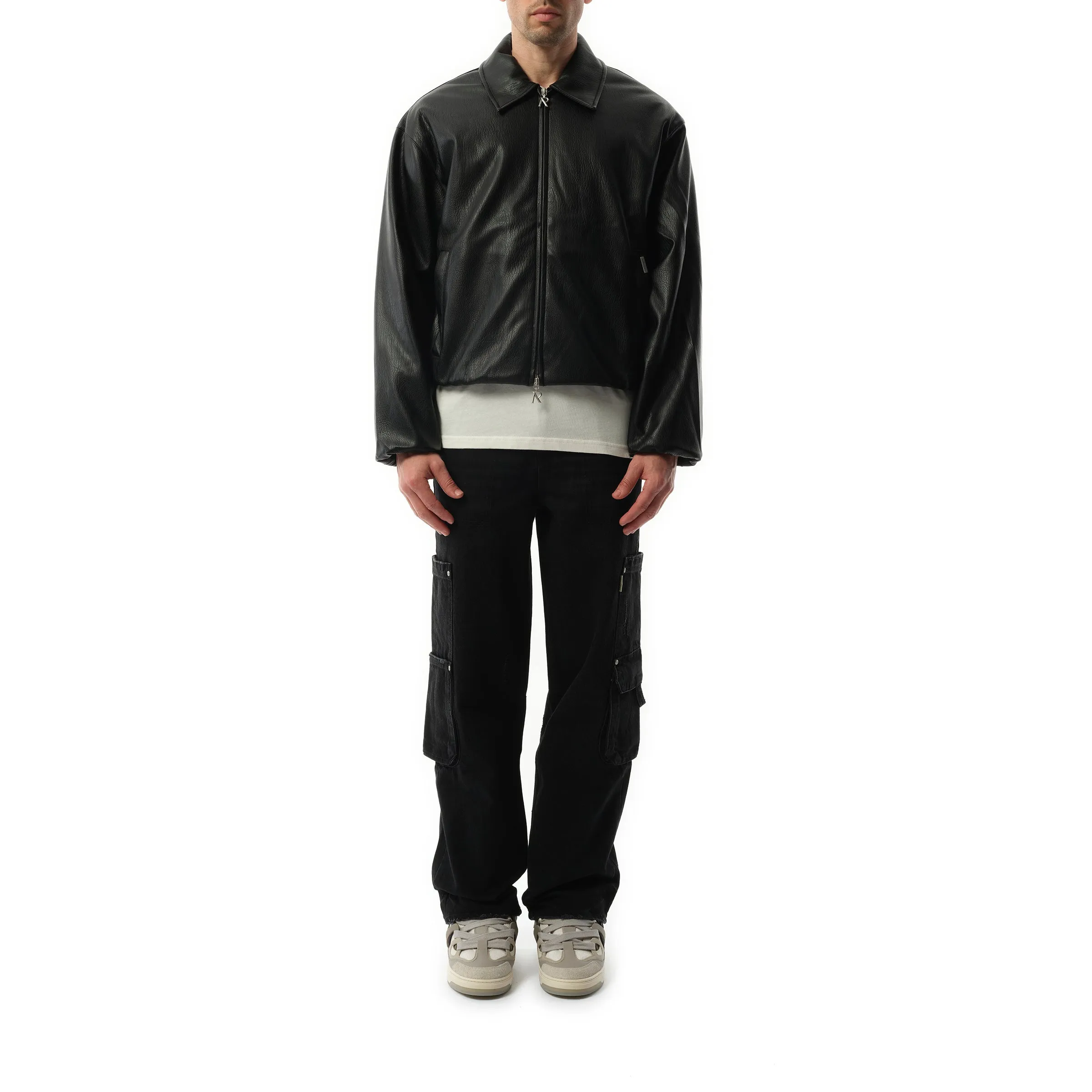 Faux Leather Bomber in Jet Black sold by MARAIS product image thumbnail 4