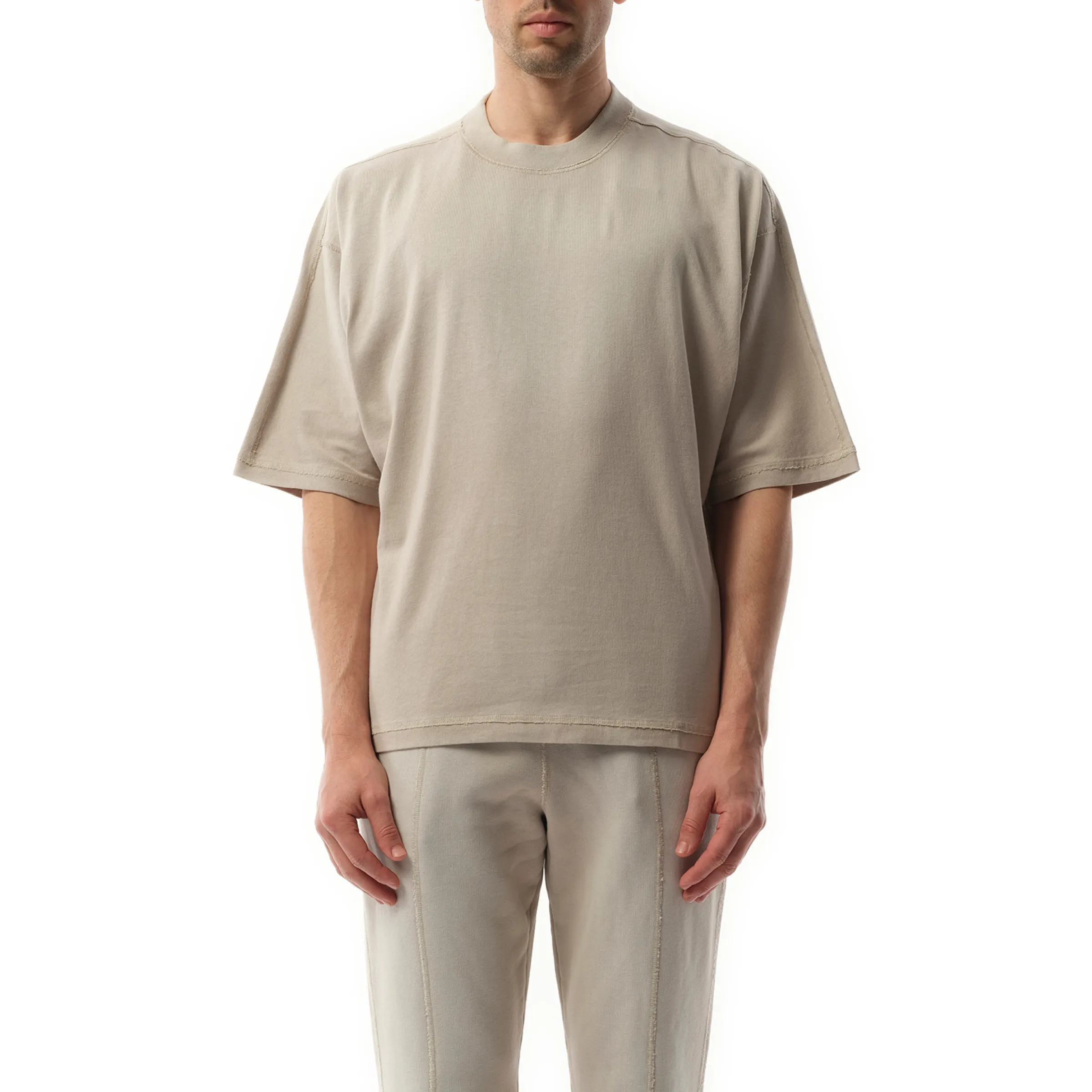 Stepped Hem T-Shirt in Oat sold by MARAIS