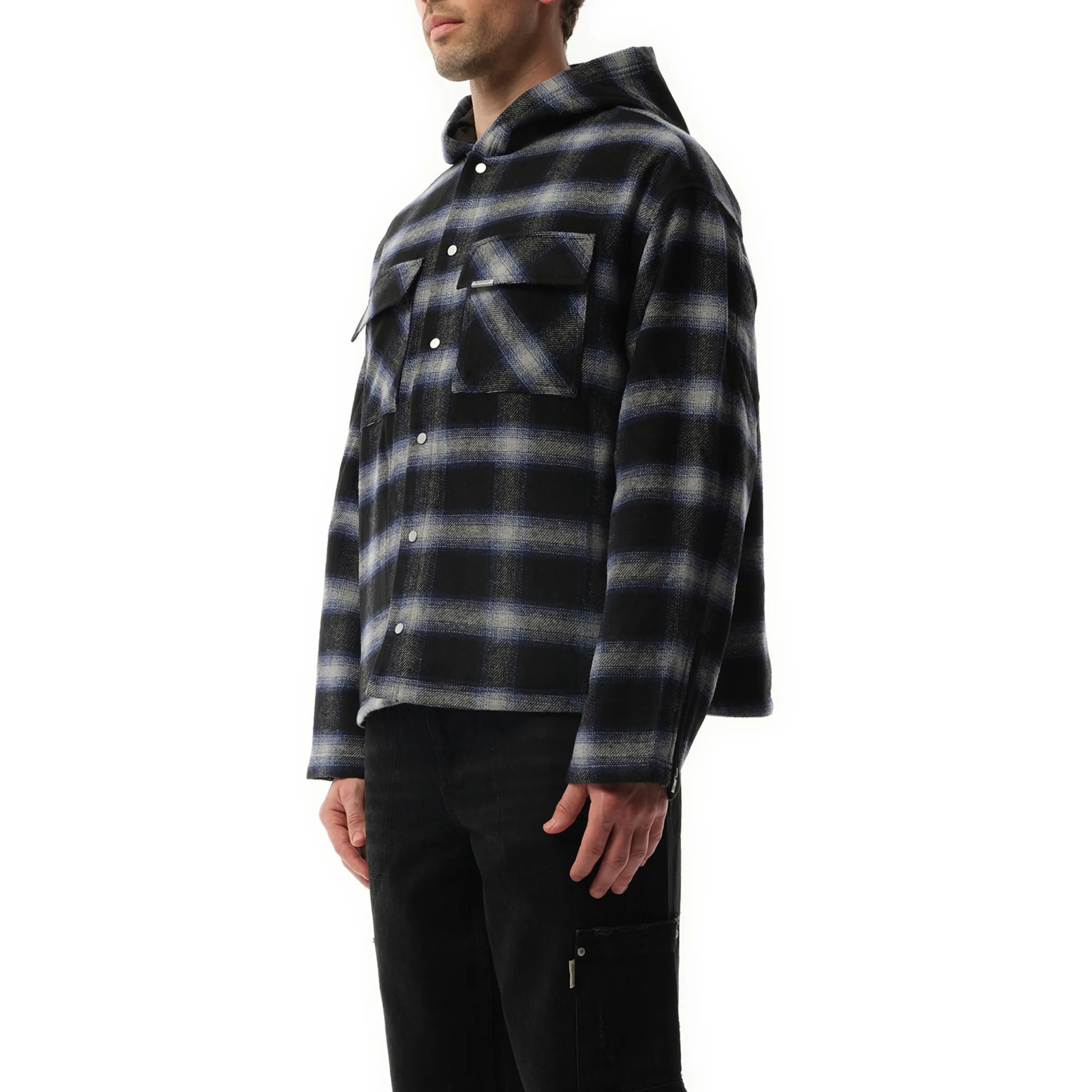Hooded Overshirt in Midnight Navy sold by MARAIS product image thumbnail 5