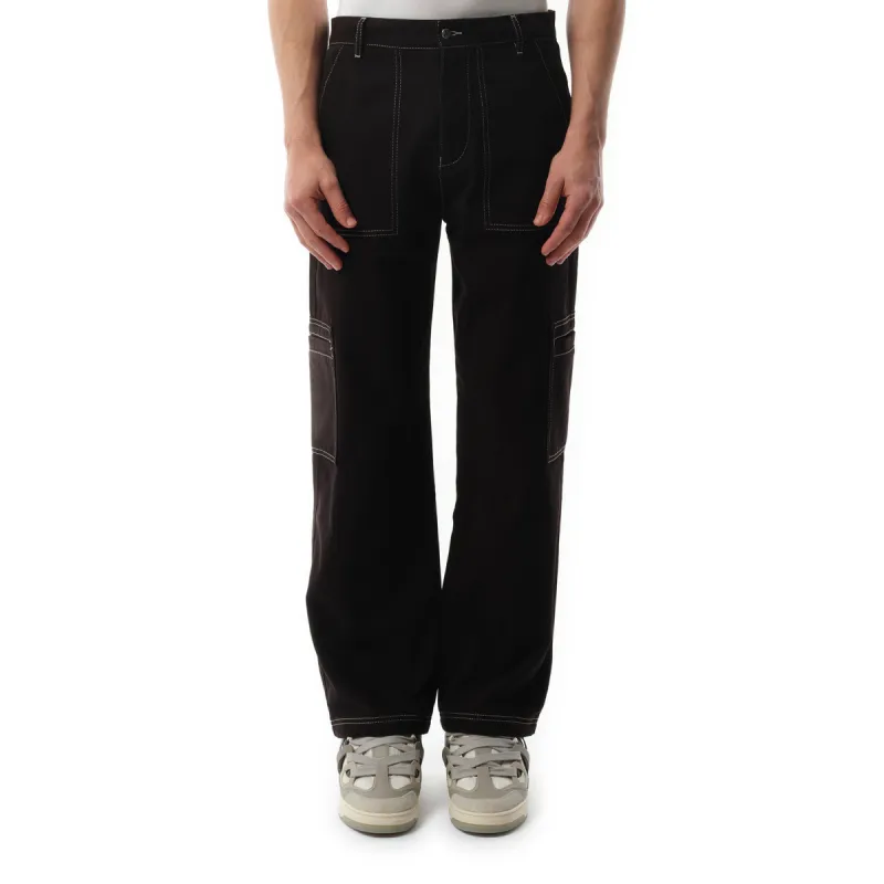 Contrast Stitch Pants in Jet Black sold by MARAIS