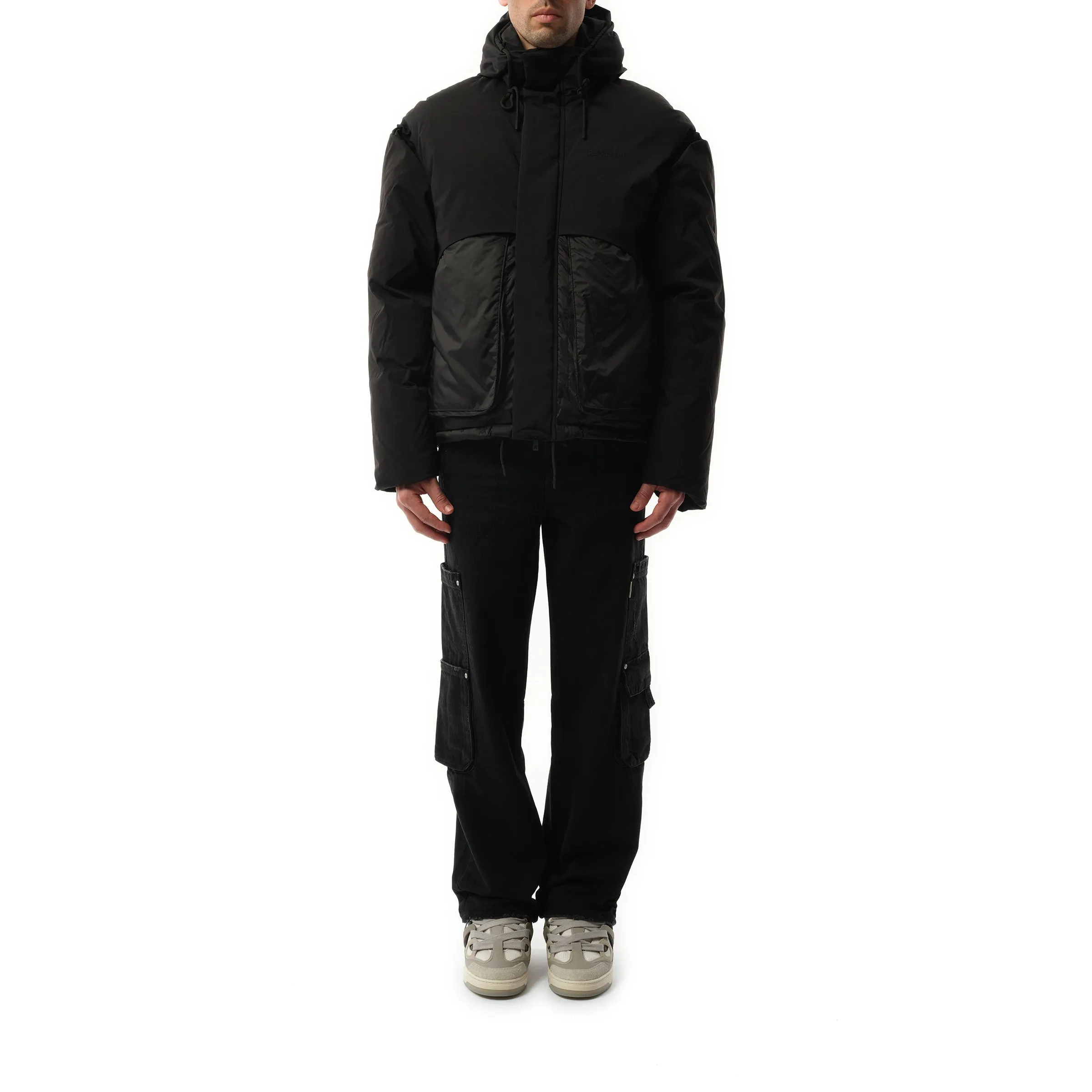 Layered Hooded Puffer in Jet Black sold by MARAIS product image thumbnail 4