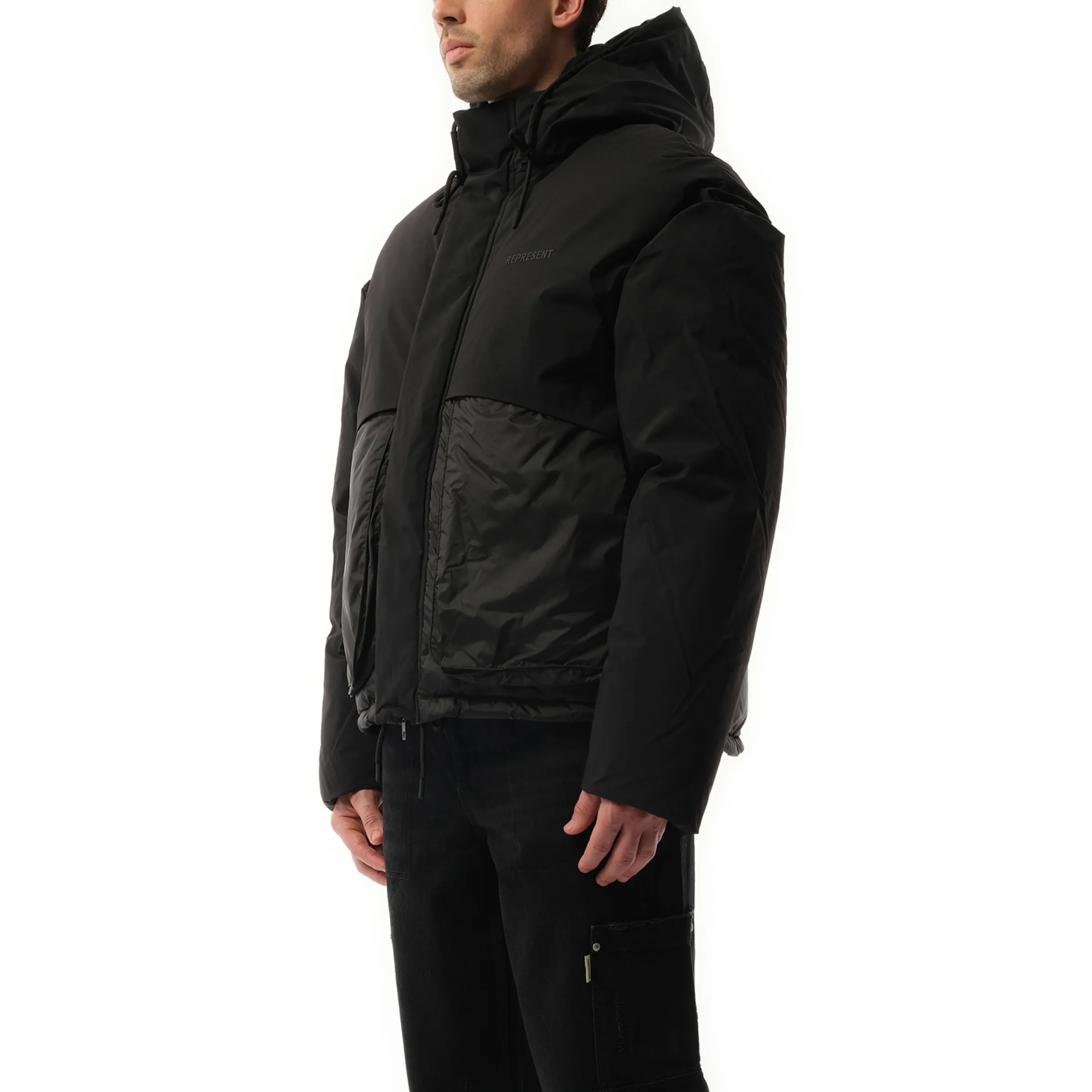 Layered Hooded Puffer in Jet Black sold by MARAIS product image thumbnail 5