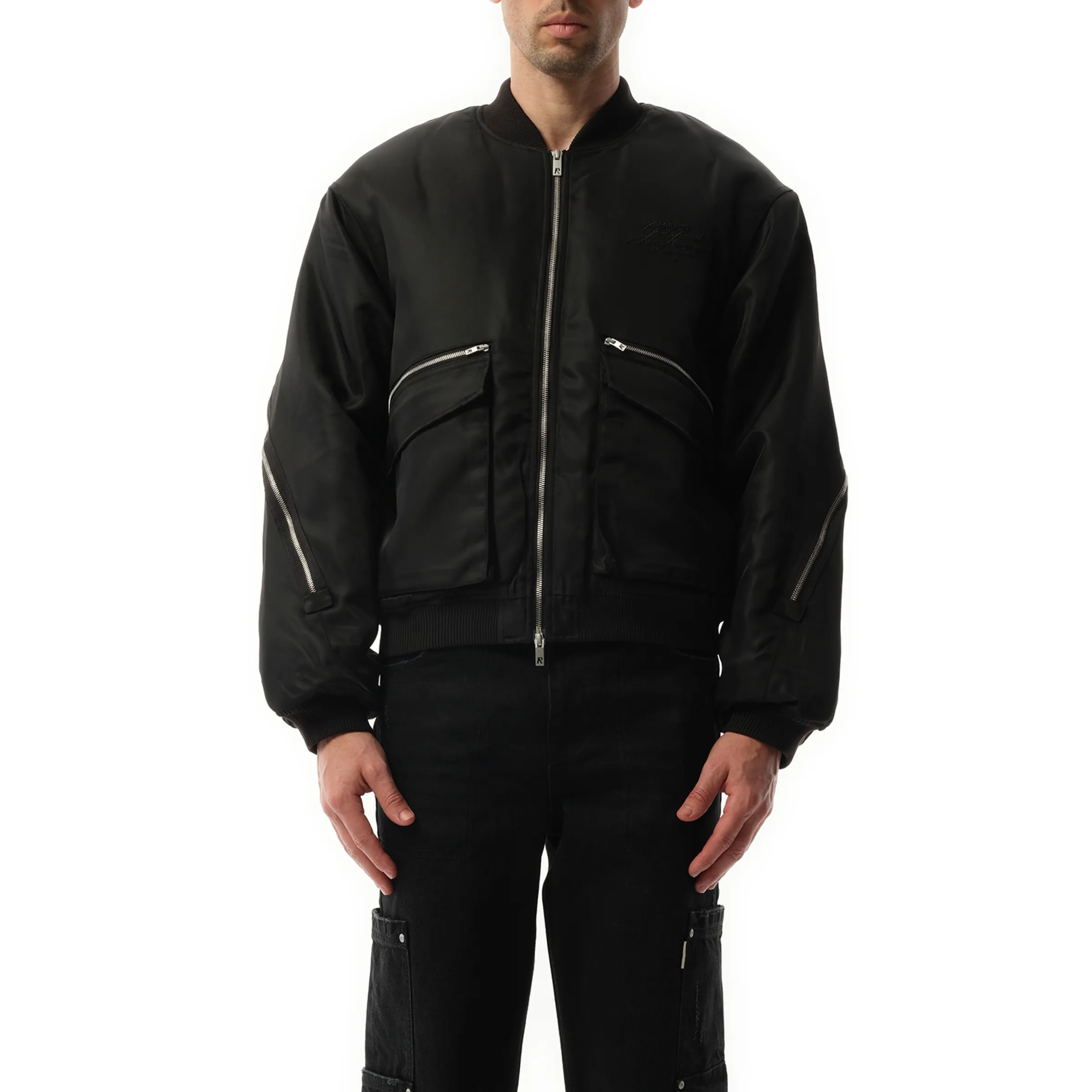 Zip Back Bomber Jacket in Jet Black sold by MARAIS