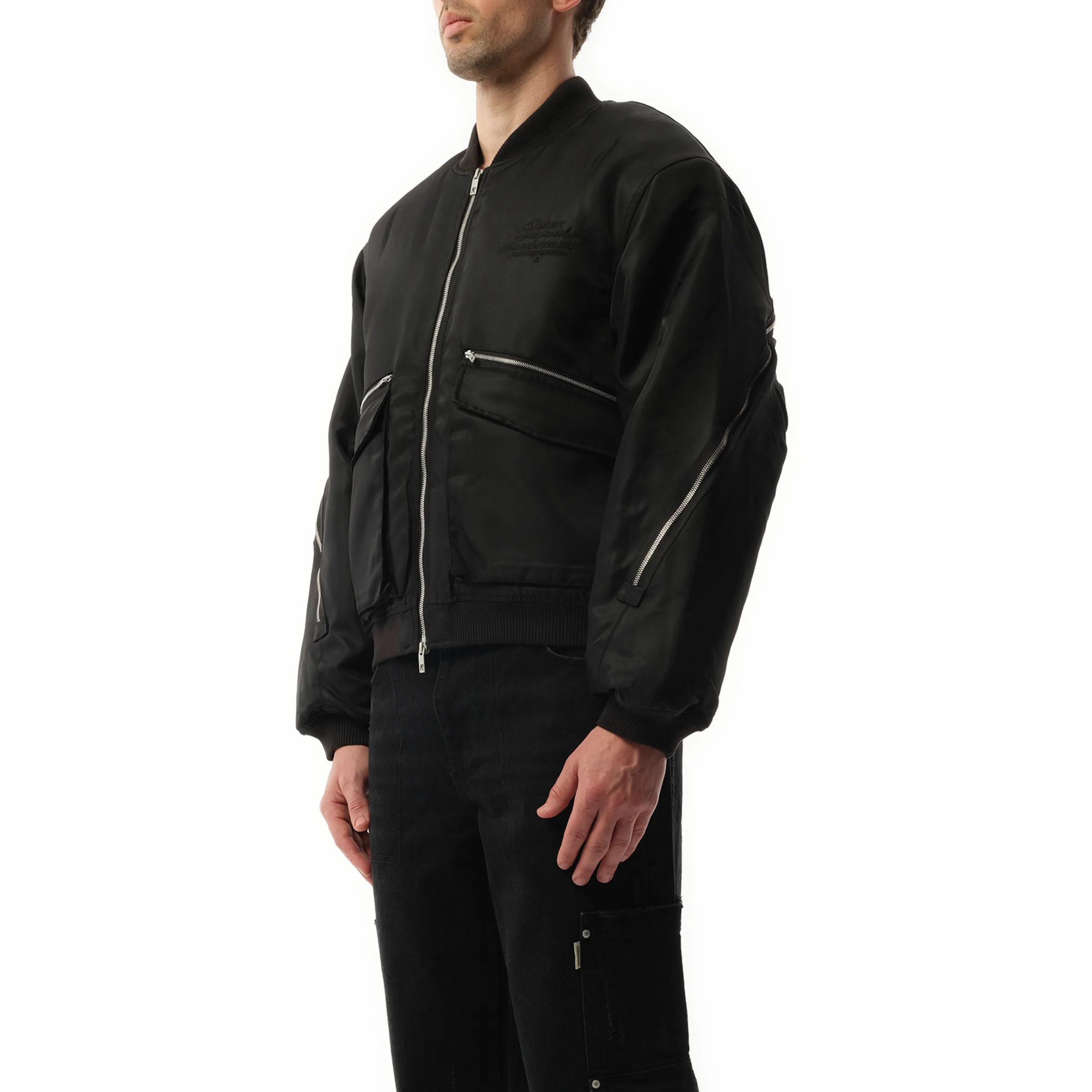 Zip Back Bomber Jacket in Jet Black sold by MARAIS product image thumbnail 5