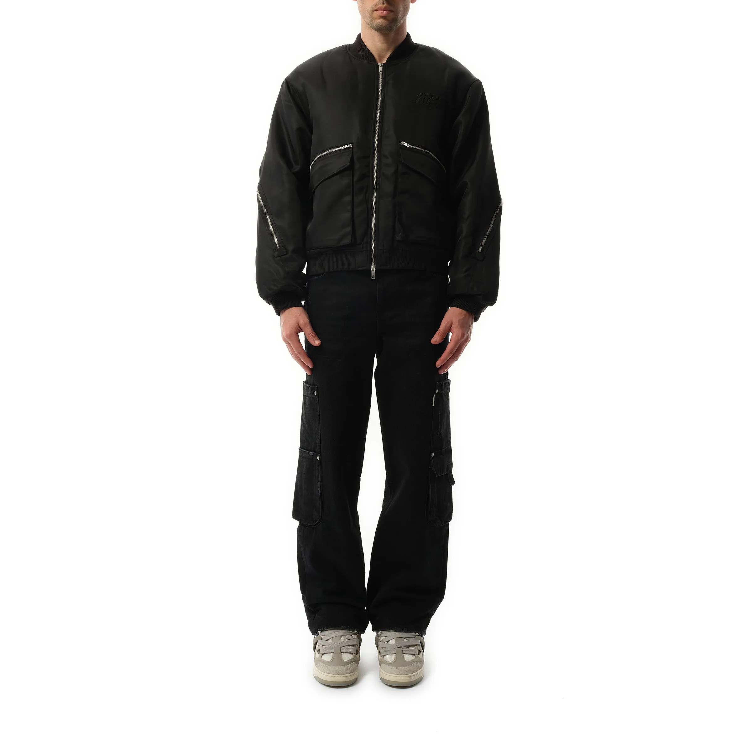 Zip Back Bomber Jacket in Jet Black sold by MARAIS product image thumbnail 4