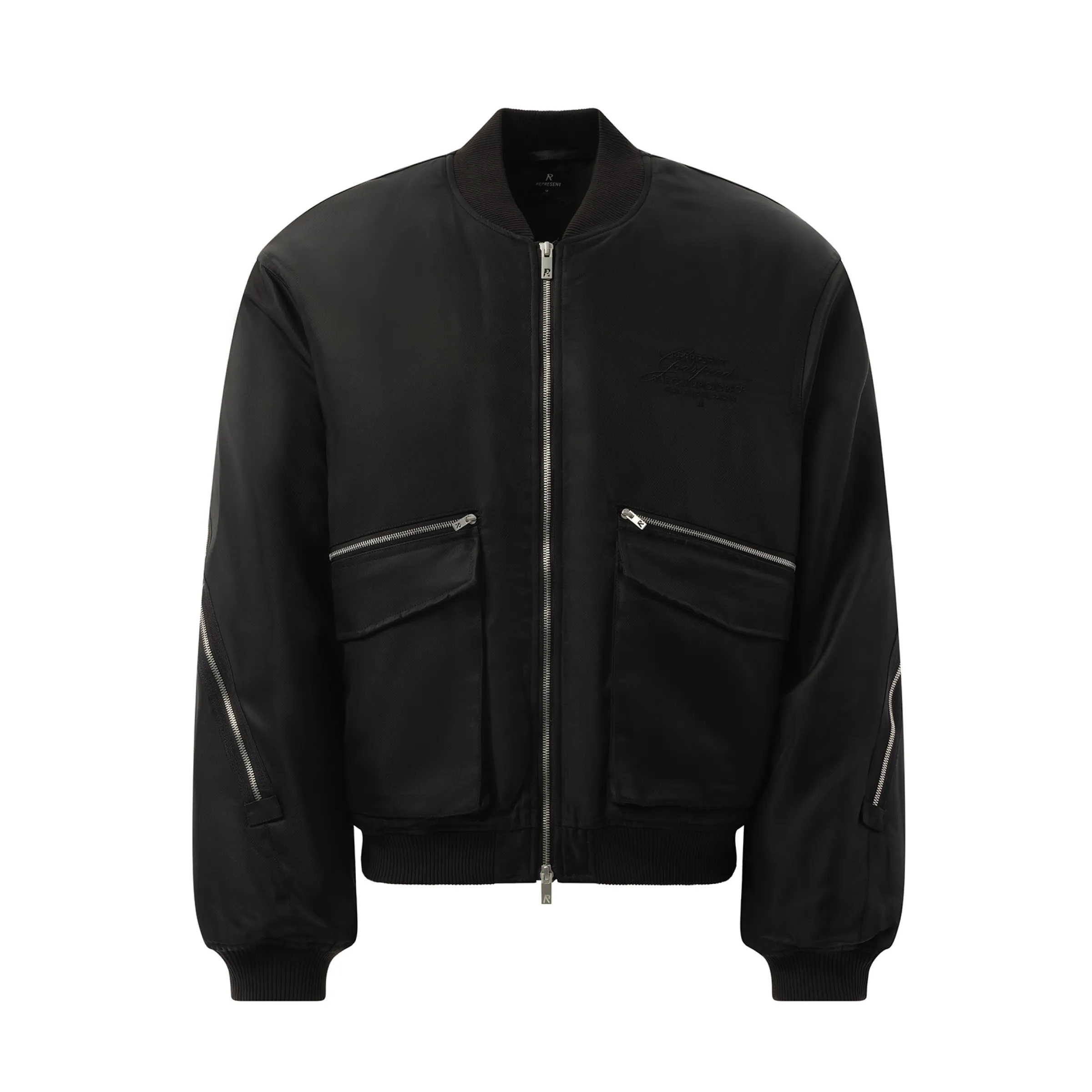 Zip Back Bomber Jacket in Jet Black sold by MARAIS product image thumbnail 2