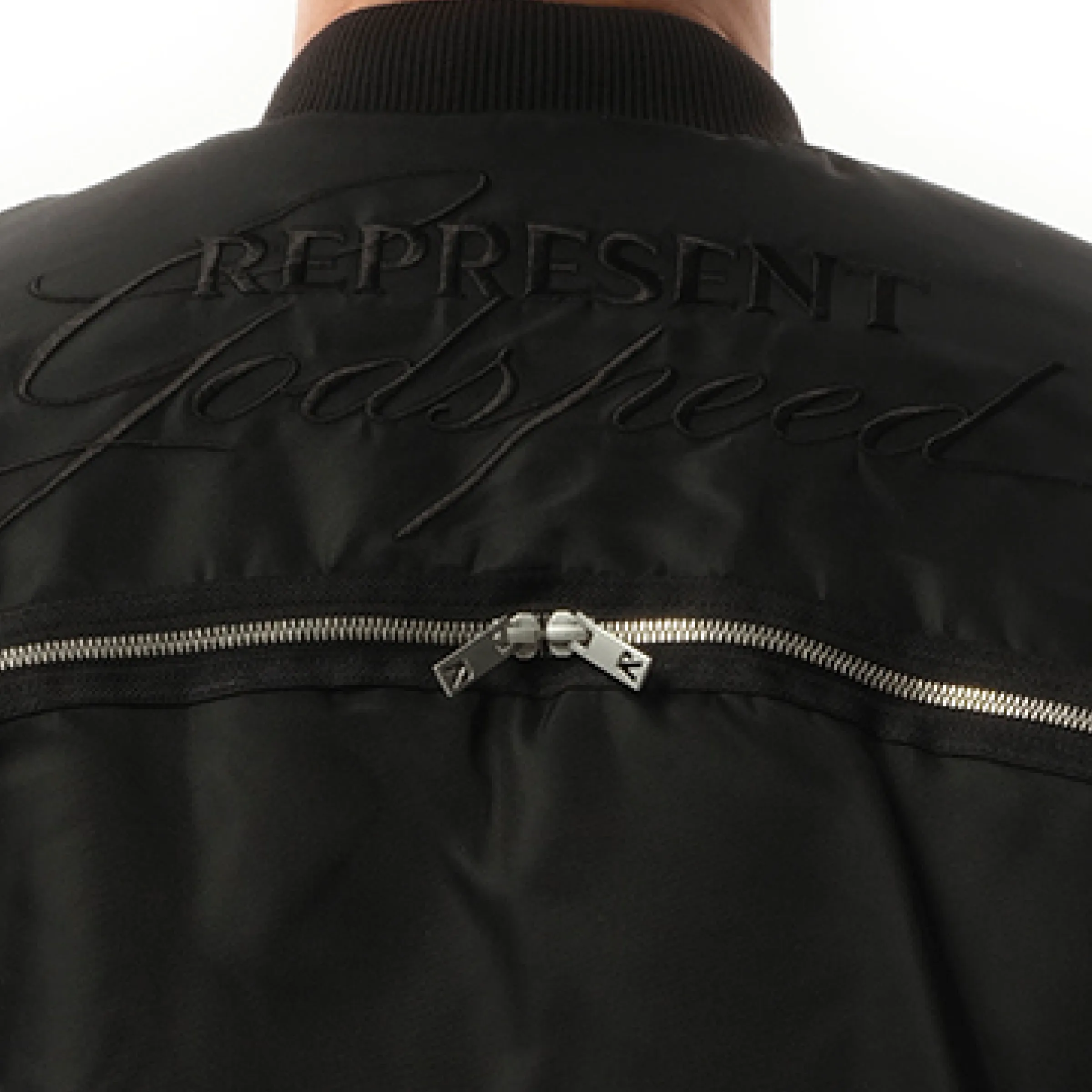 Zip Back Bomber Jacket in Jet Black sold by MARAIS product image thumbnail 3