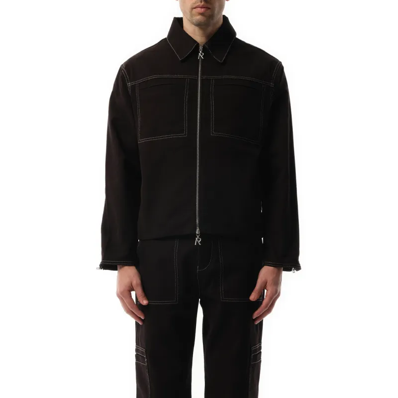 Contrast Stitch Smart Jacket in Jet Black sold by MARAIS
