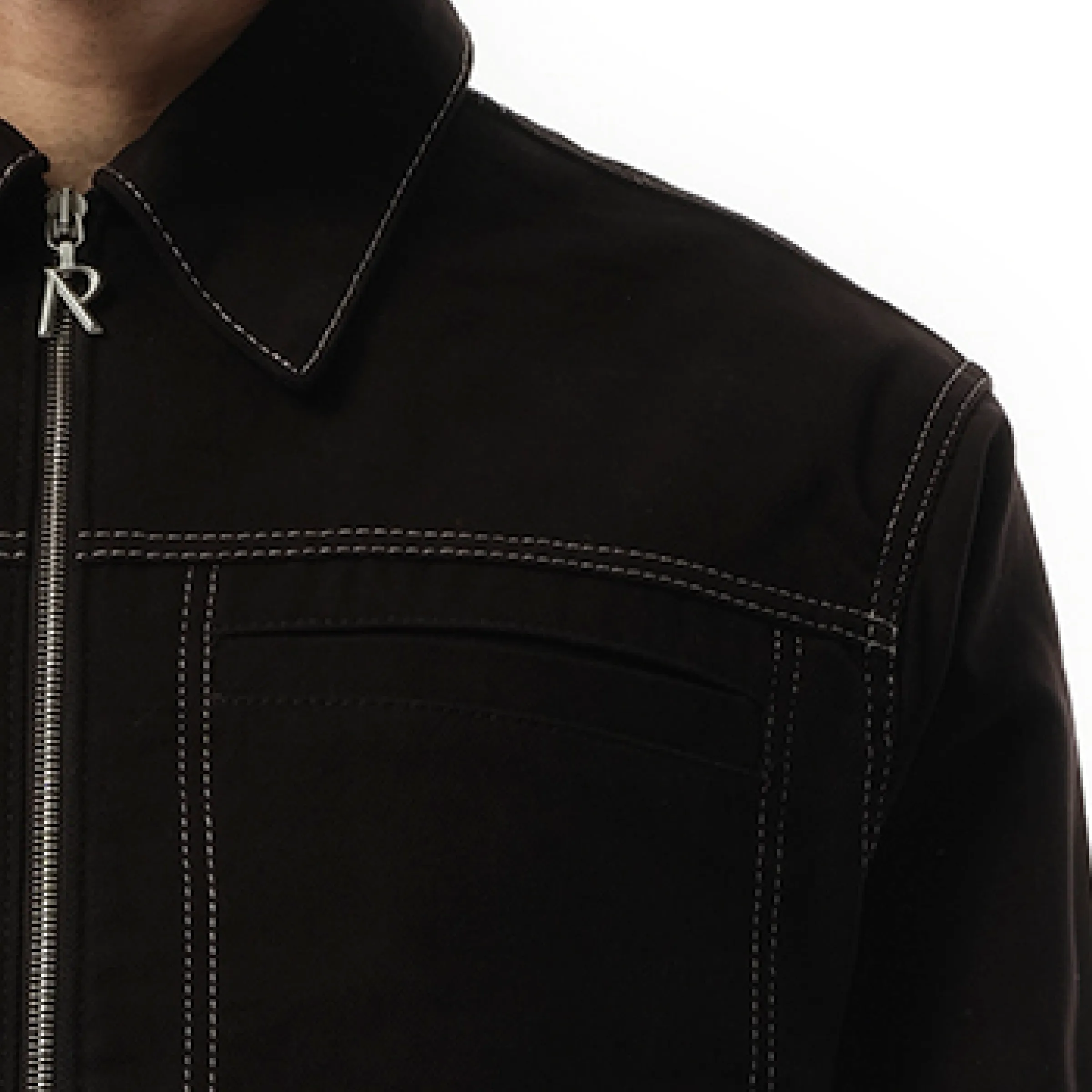 Contrast Stitch Smart Jacket in Jet Black sold by MARAIS product image thumbnail 3