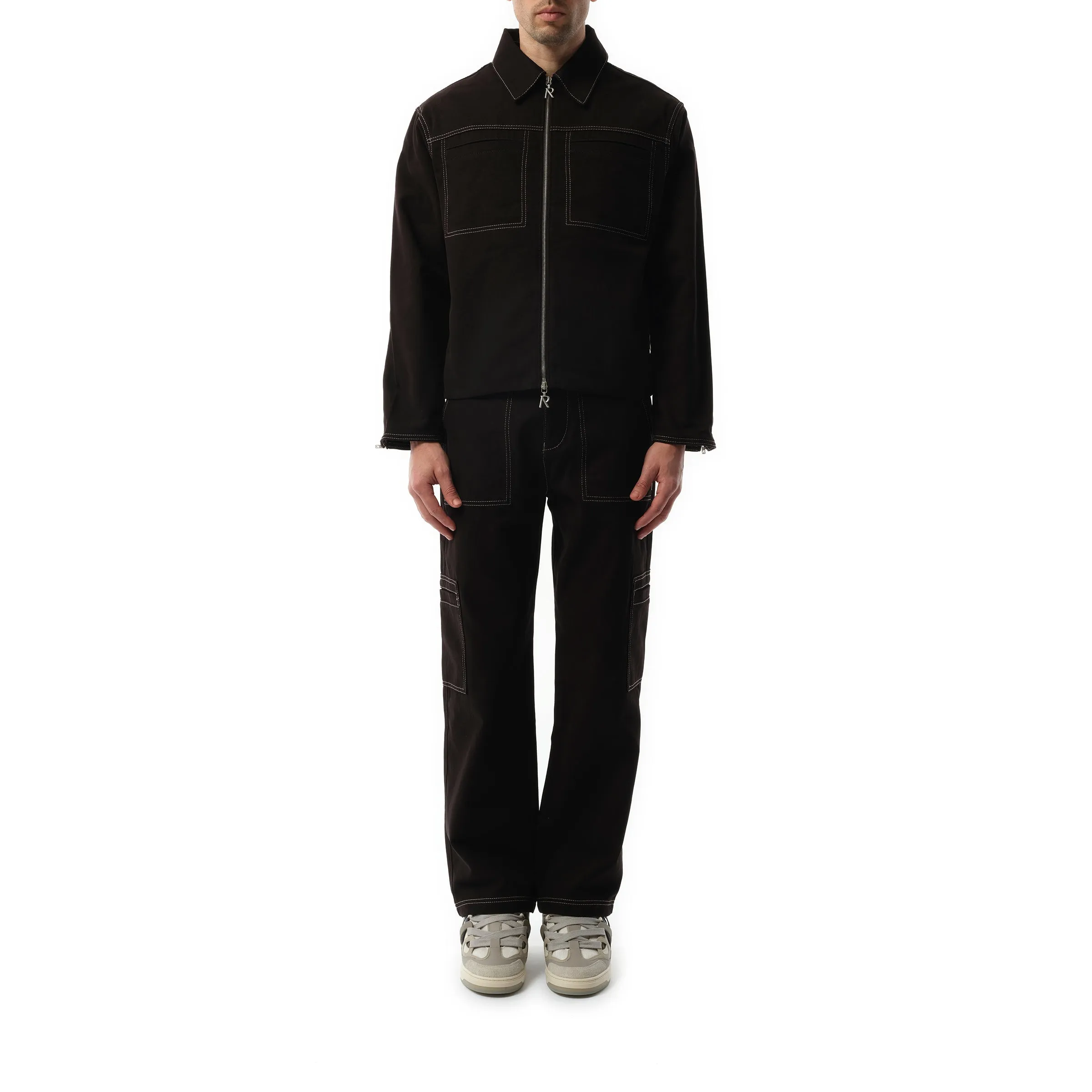 Contrast Stitch Smart Jacket in Jet Black sold by MARAIS product image thumbnail 4