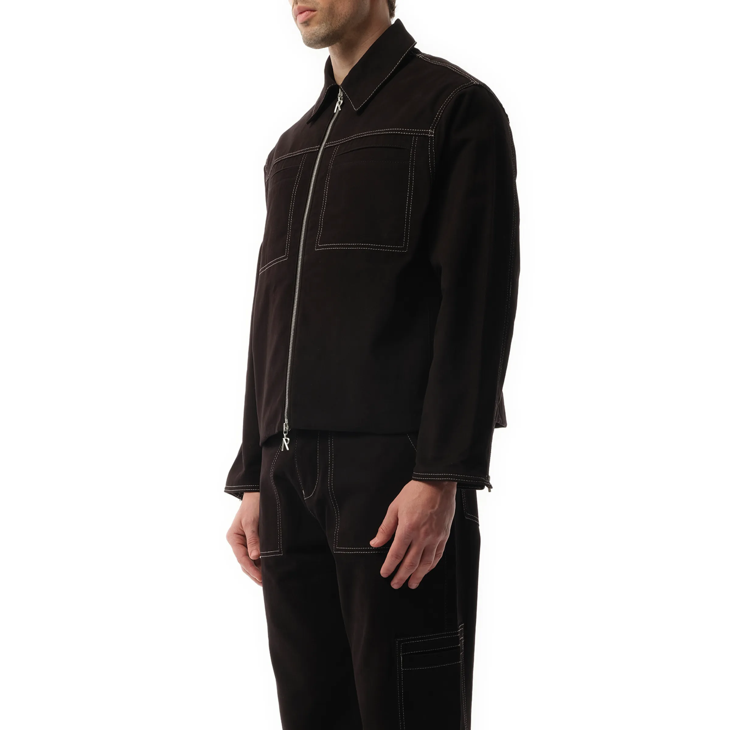 Contrast Stitch Smart Jacket in Jet Black sold by MARAIS product image thumbnail 5