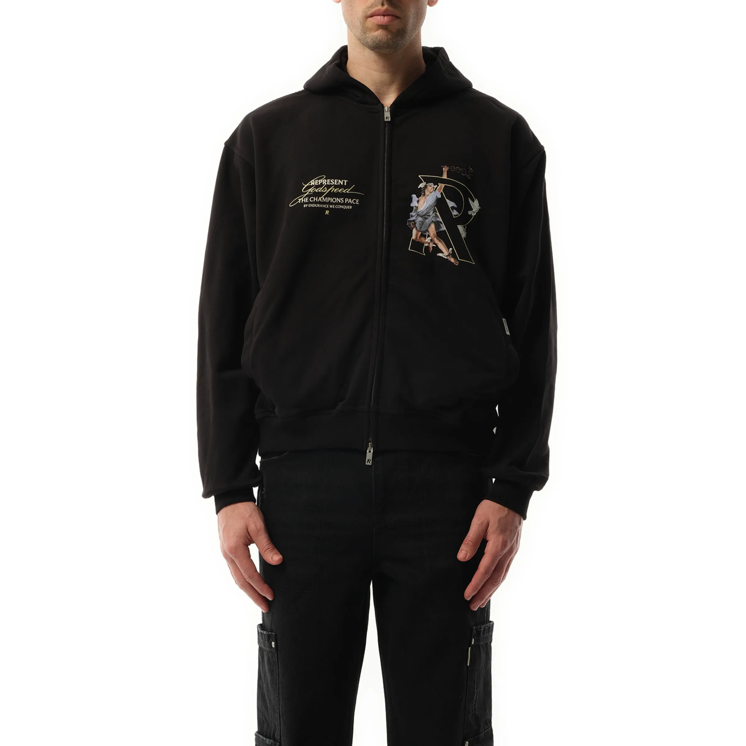 Hermes Zip Hoodie in Jet Black sold by MARAIS