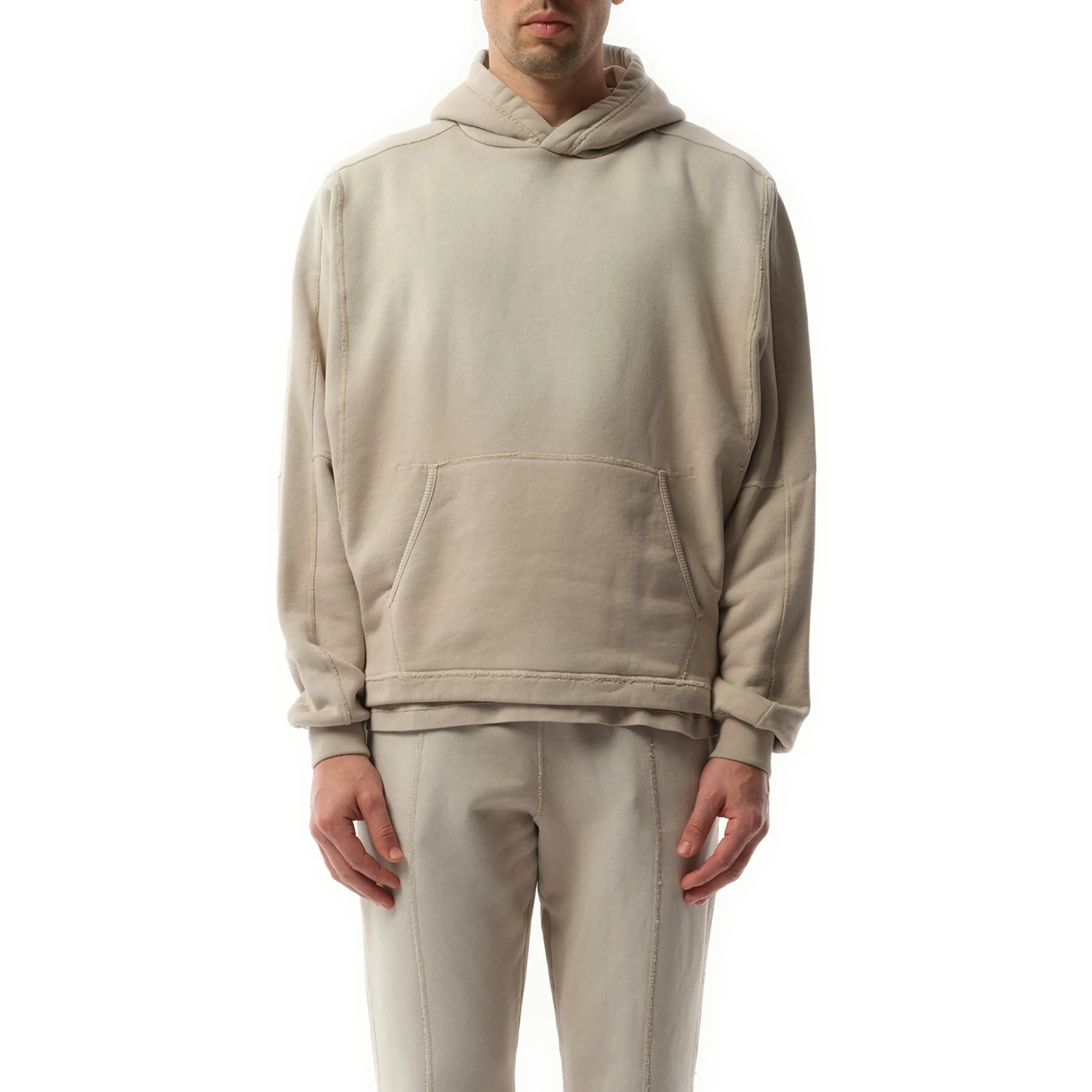 Step Hem Hoodie in Oat sold by MARAIS