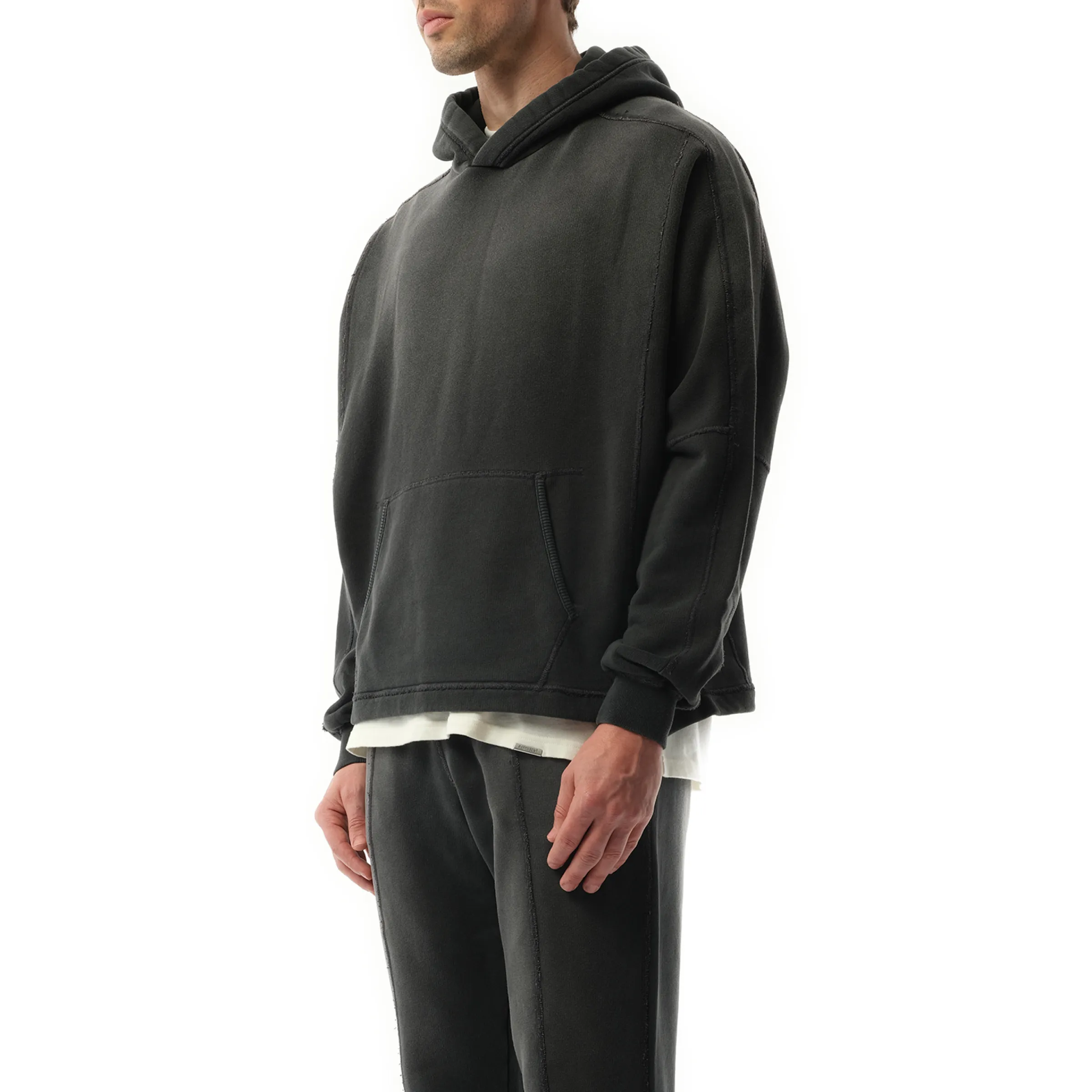 Step Hem Hoodie in Stained Black sold by MARAIS product image thumbnail 5