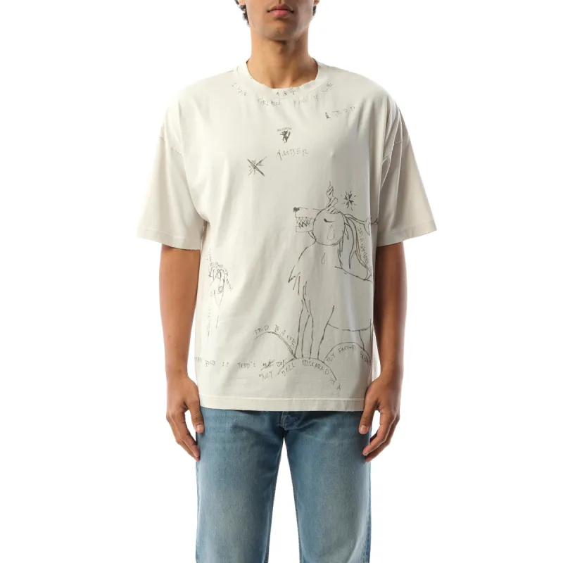 Dyed Print Short-Sleeved T-Shirt in Ivory sold by MARAIS