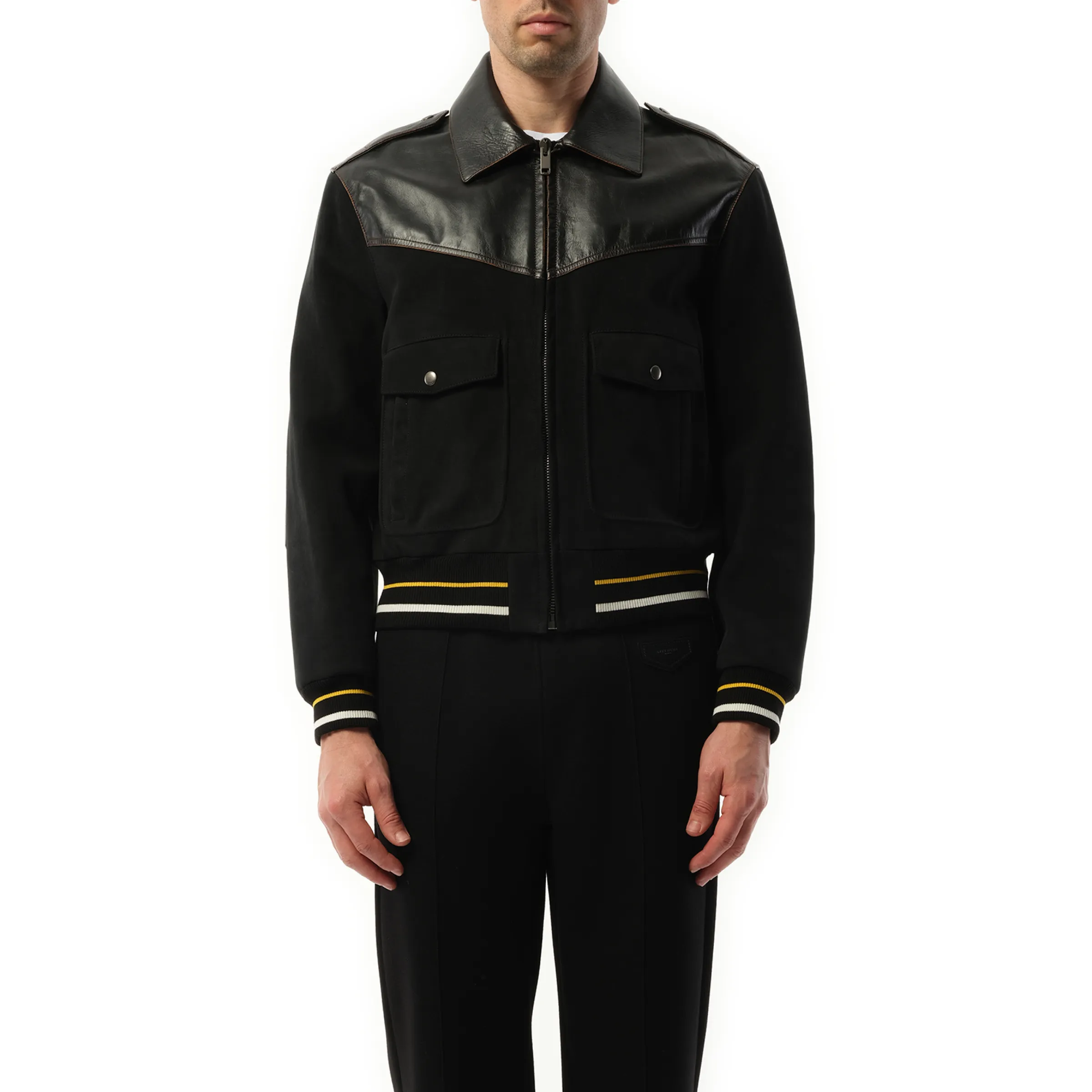 Leather Bomber Jacket in Black sold by MARAIS