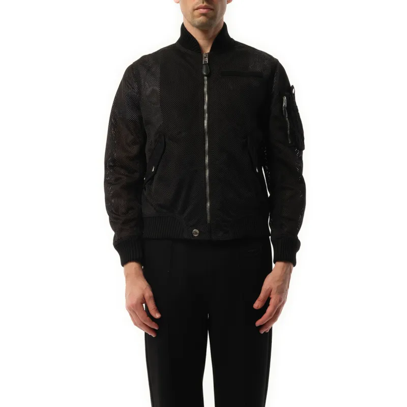 Bomber Mesh Jacket in Black sold by MARAIS