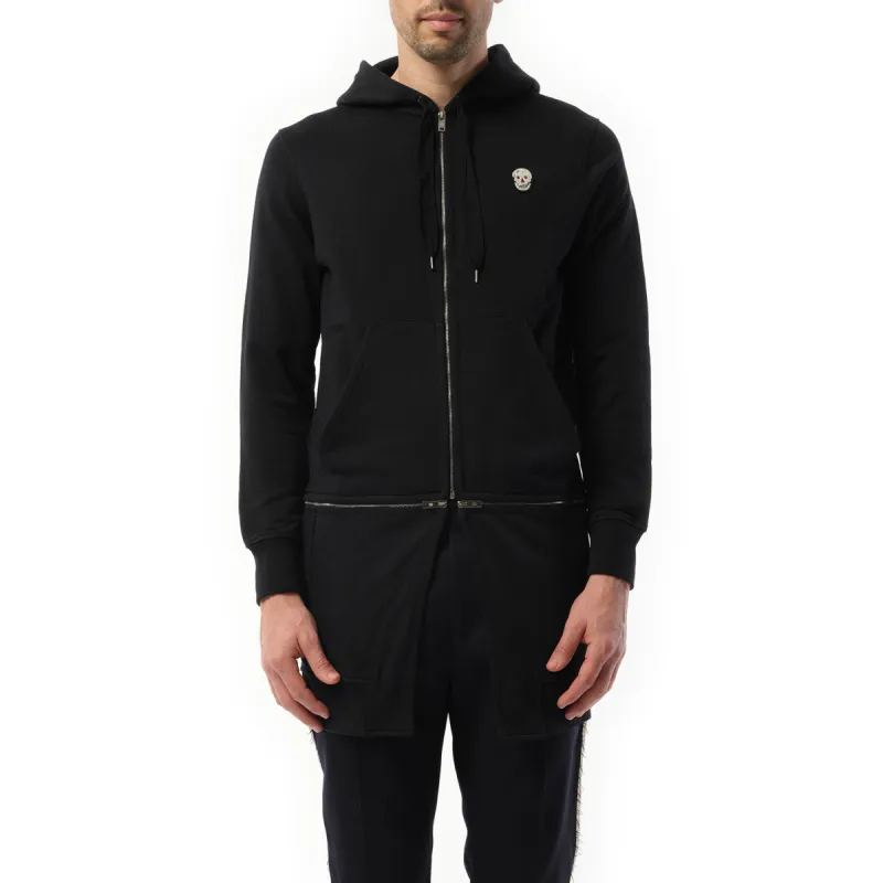 Zip Long Hoodie in Black made by Alexander McQueen