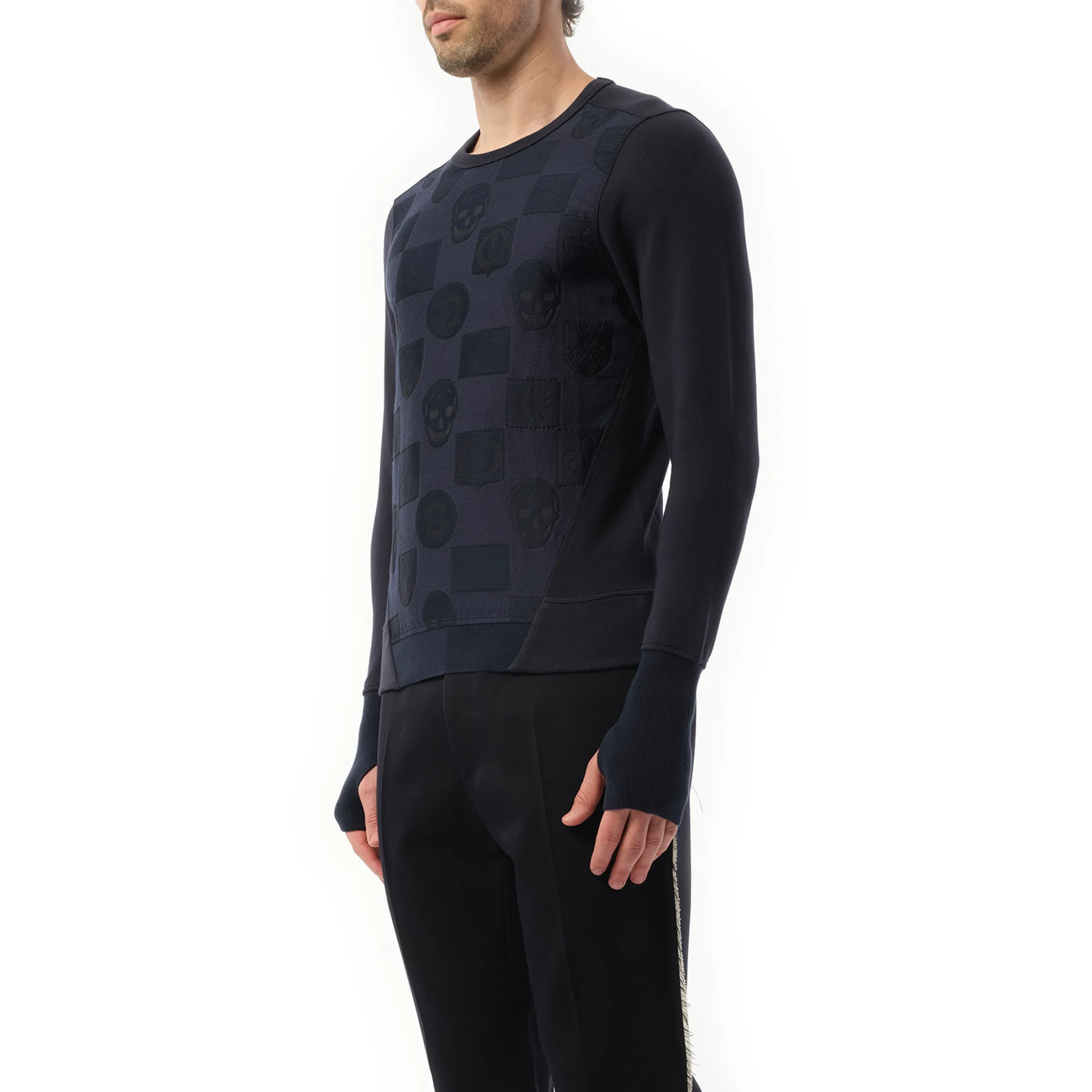 Jacquard Front Sweatshirt in Navy sold by MARAIS product image thumbnail 5