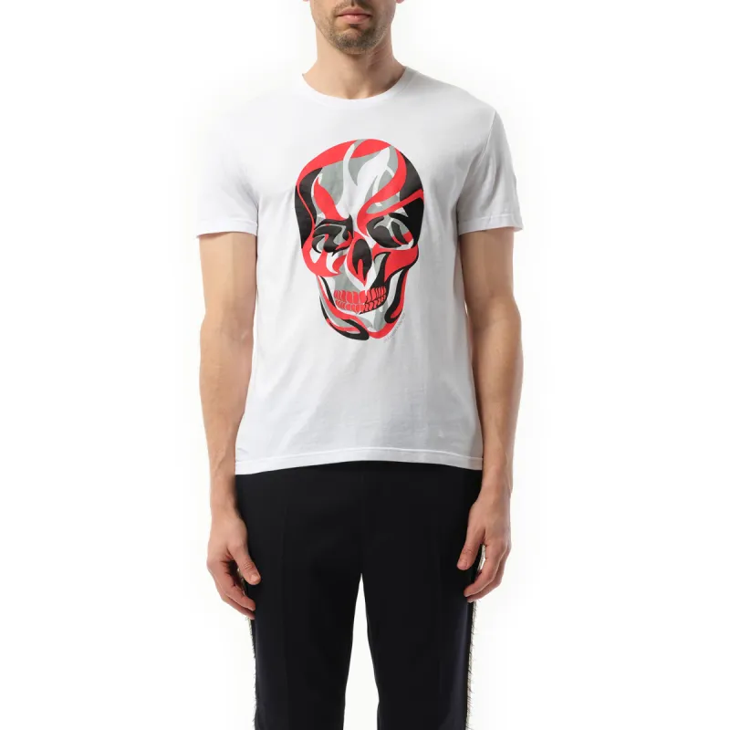 Abstract Red Skull T-Shirt in White sold by MARAIS