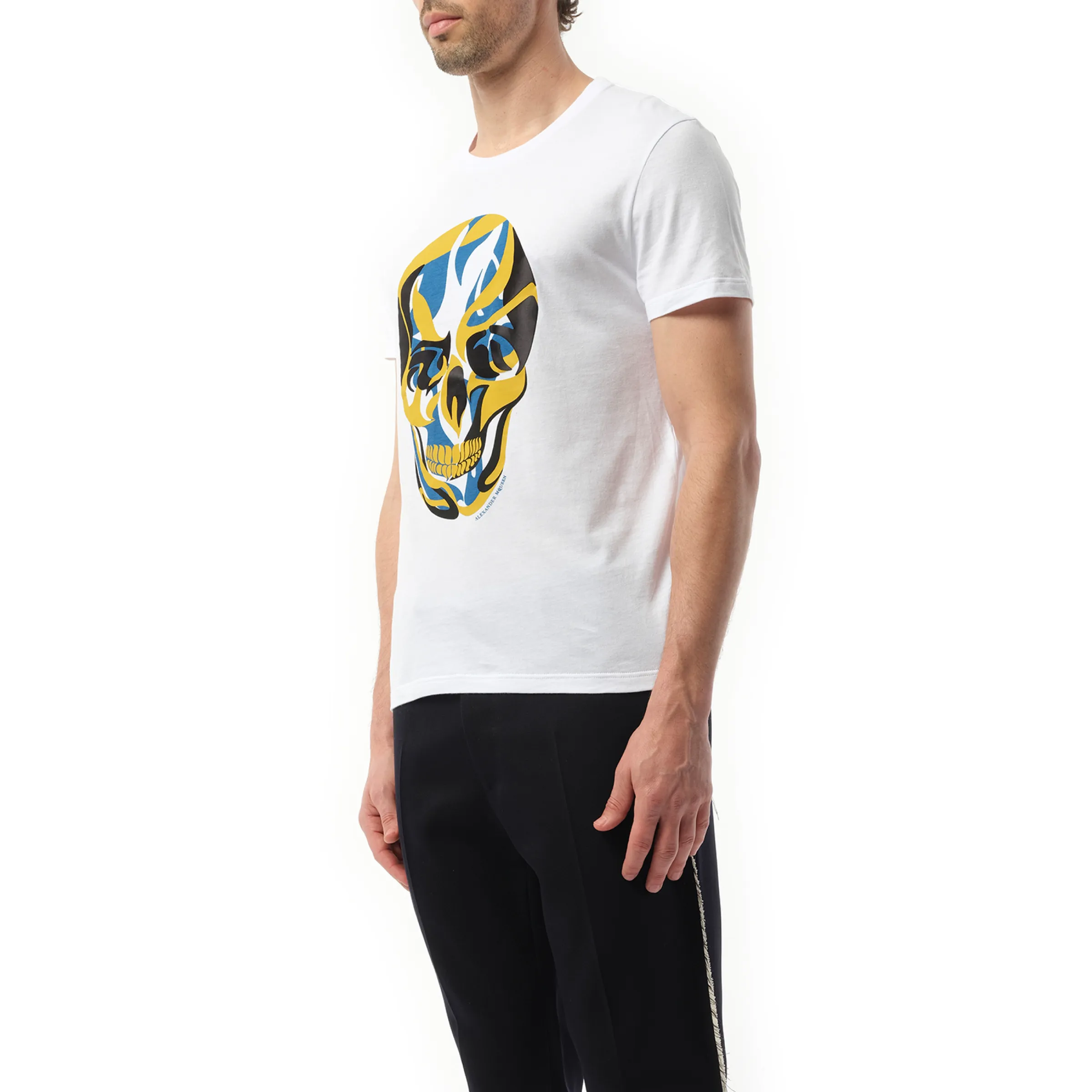 Abstract Yellow Skull T-Shirt in White sold by MARAIS product image thumbnail 5