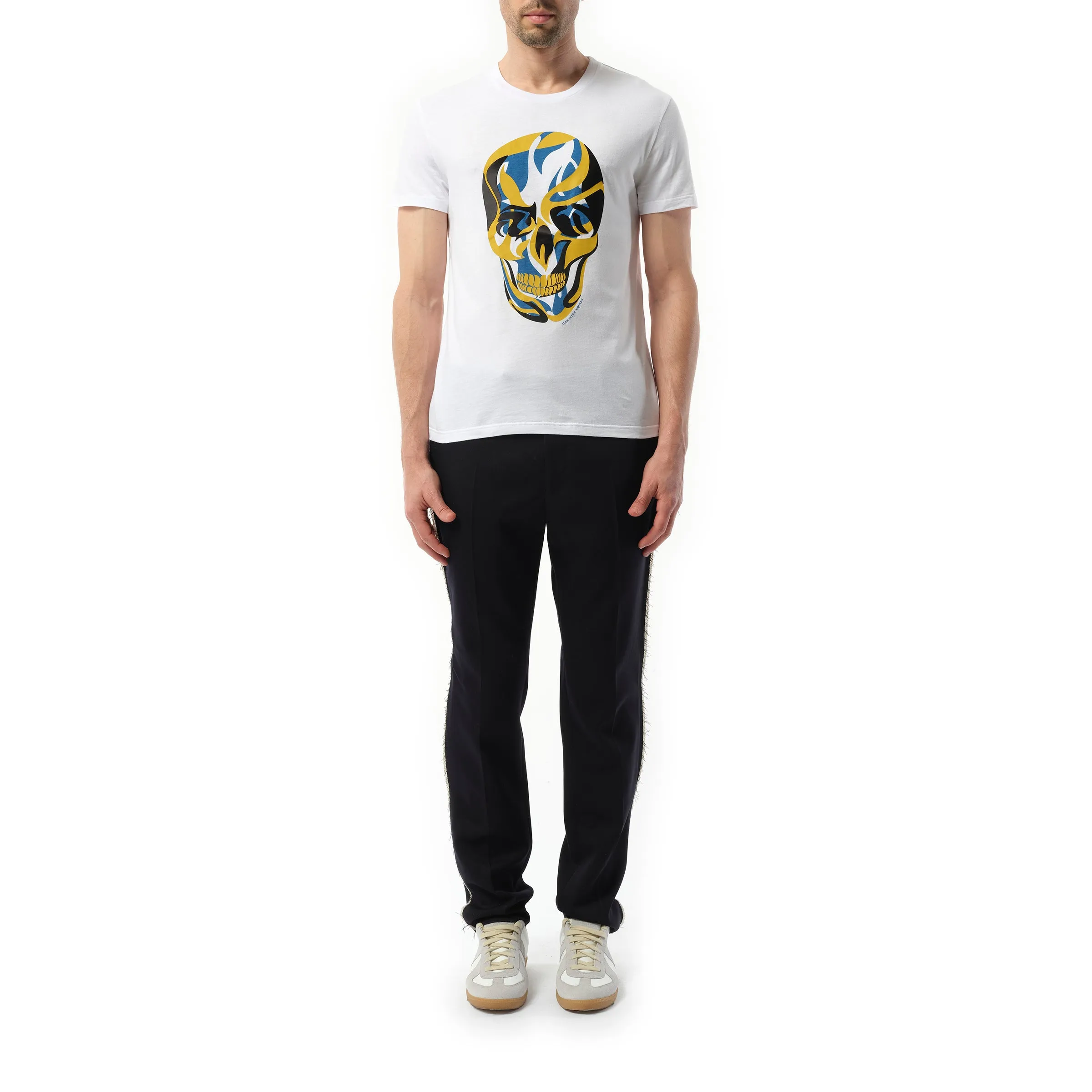 Abstract Yellow Skull T-Shirt in White sold by MARAIS product image thumbnail 4