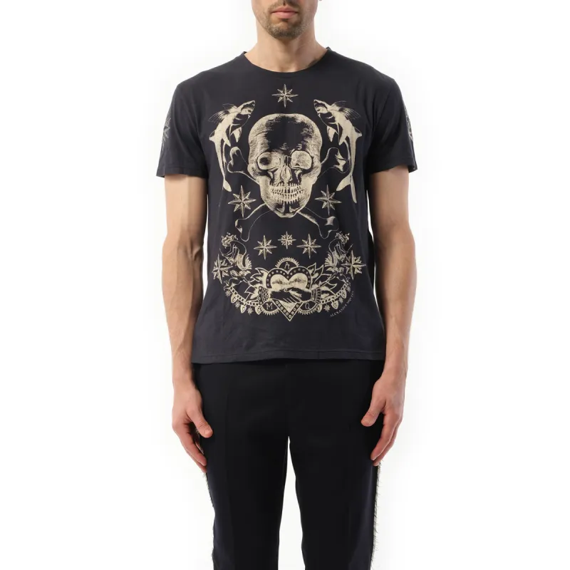 Tattoo Skull T-Shirt in Navy sold by MARAIS