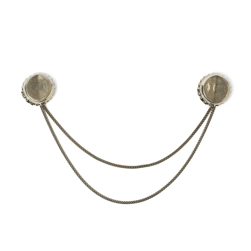 Double Cup Chain Pin in Silver sold by MARAIS