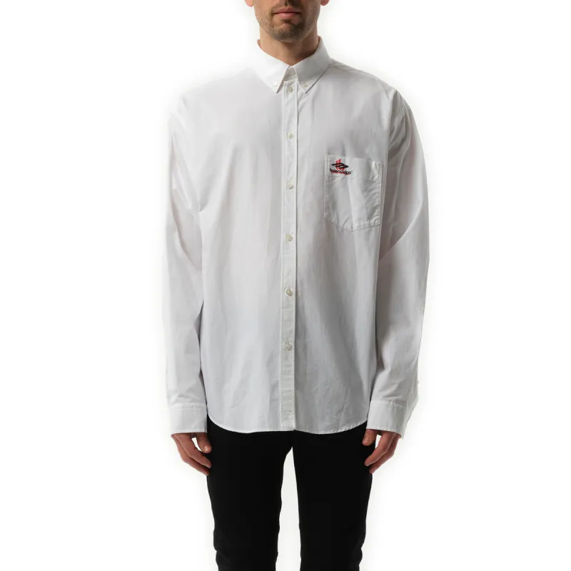 Oversized Long Sleeve Shirt in White sold by MARAIS