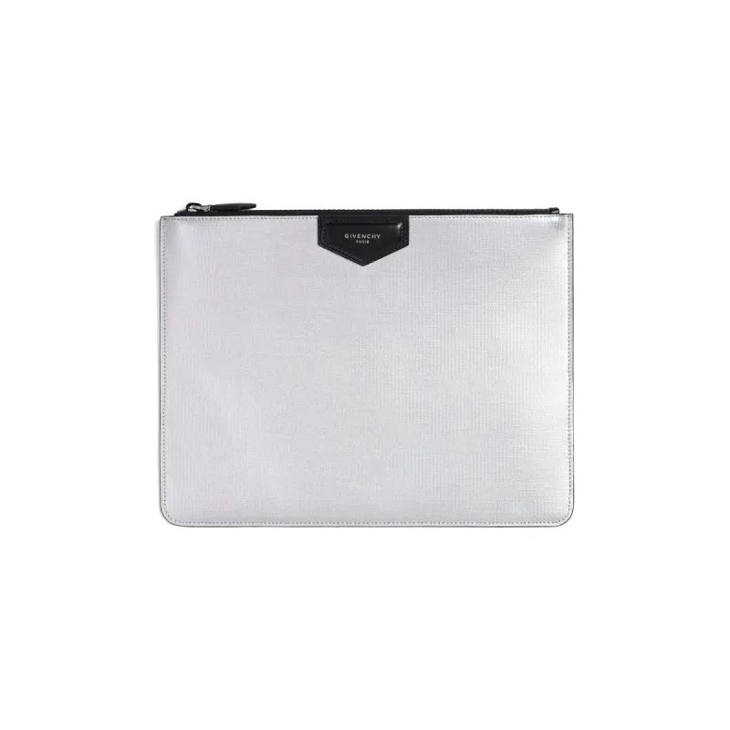 Classic Large Zipped Pouch in Silver sold by MARAIS