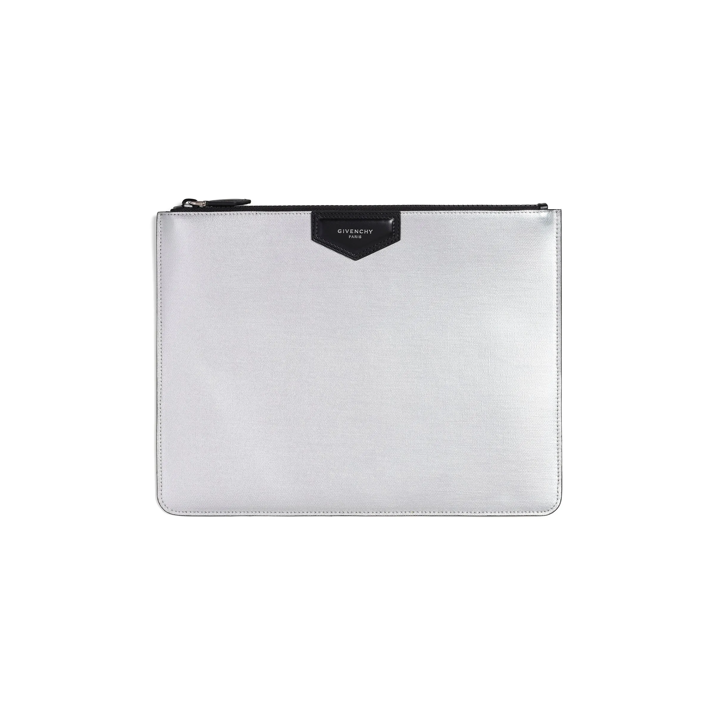 Classic Large Zipped Pouch in Silver sold by MARAIS