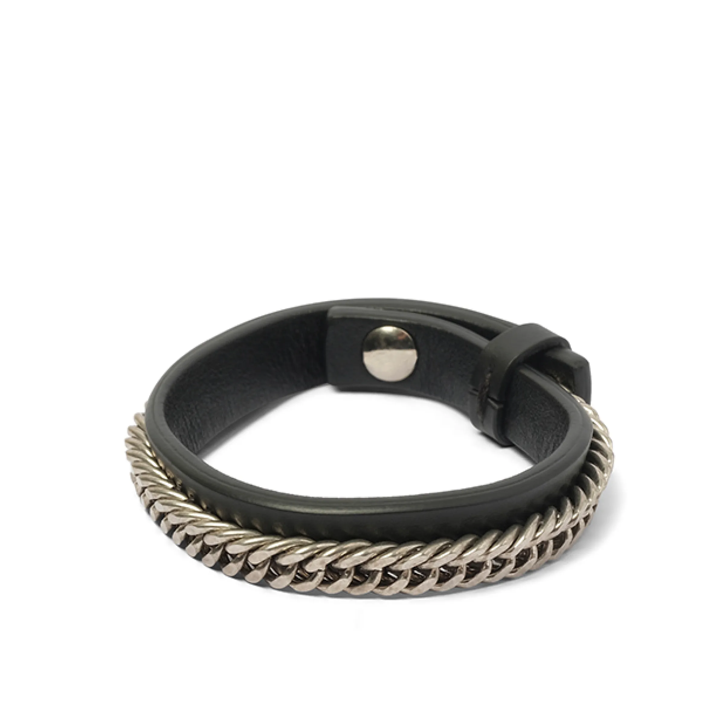 Leather Bracelet Chain in Black sold by MARAIS