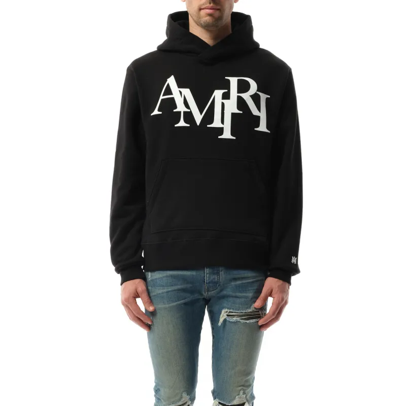 Amiri Staggered Hoodie in Black sold by MARAIS