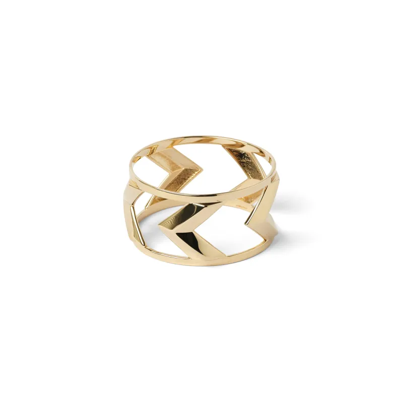 Large Chevrons Bracelet in Gold sold by MARAIS