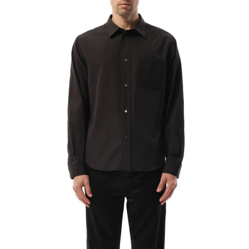 Anagram Embossed Shirt in Black sold by MARAIS