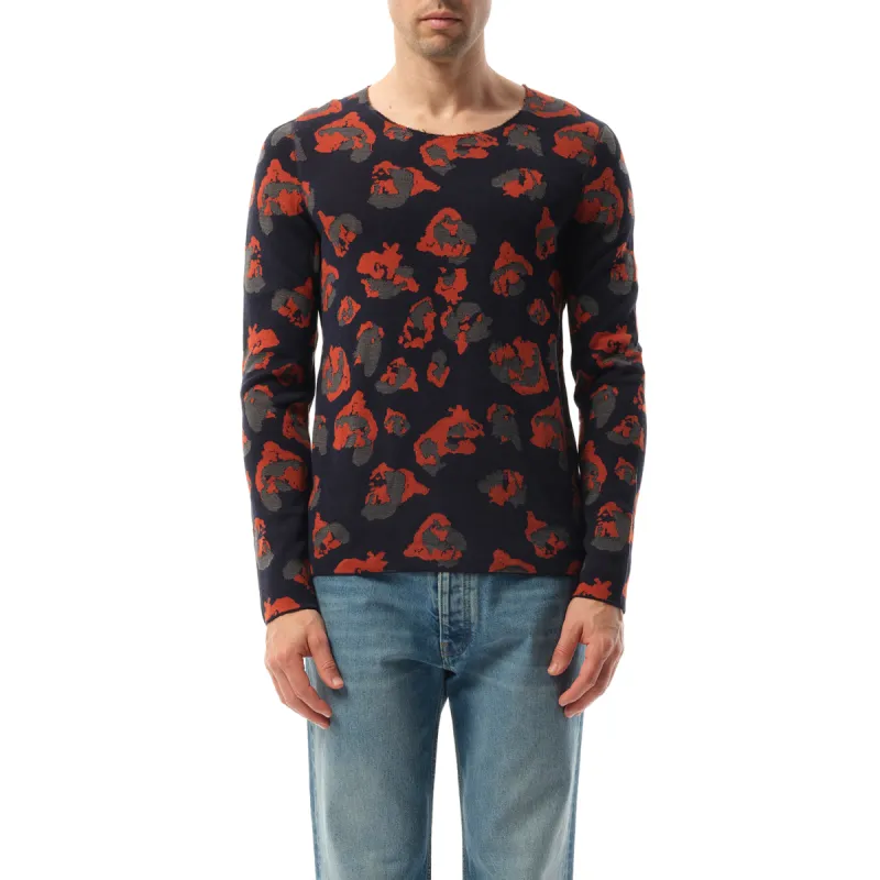 Leopard Jacq Raw Sweatshirter in Navy sold by MARAIS