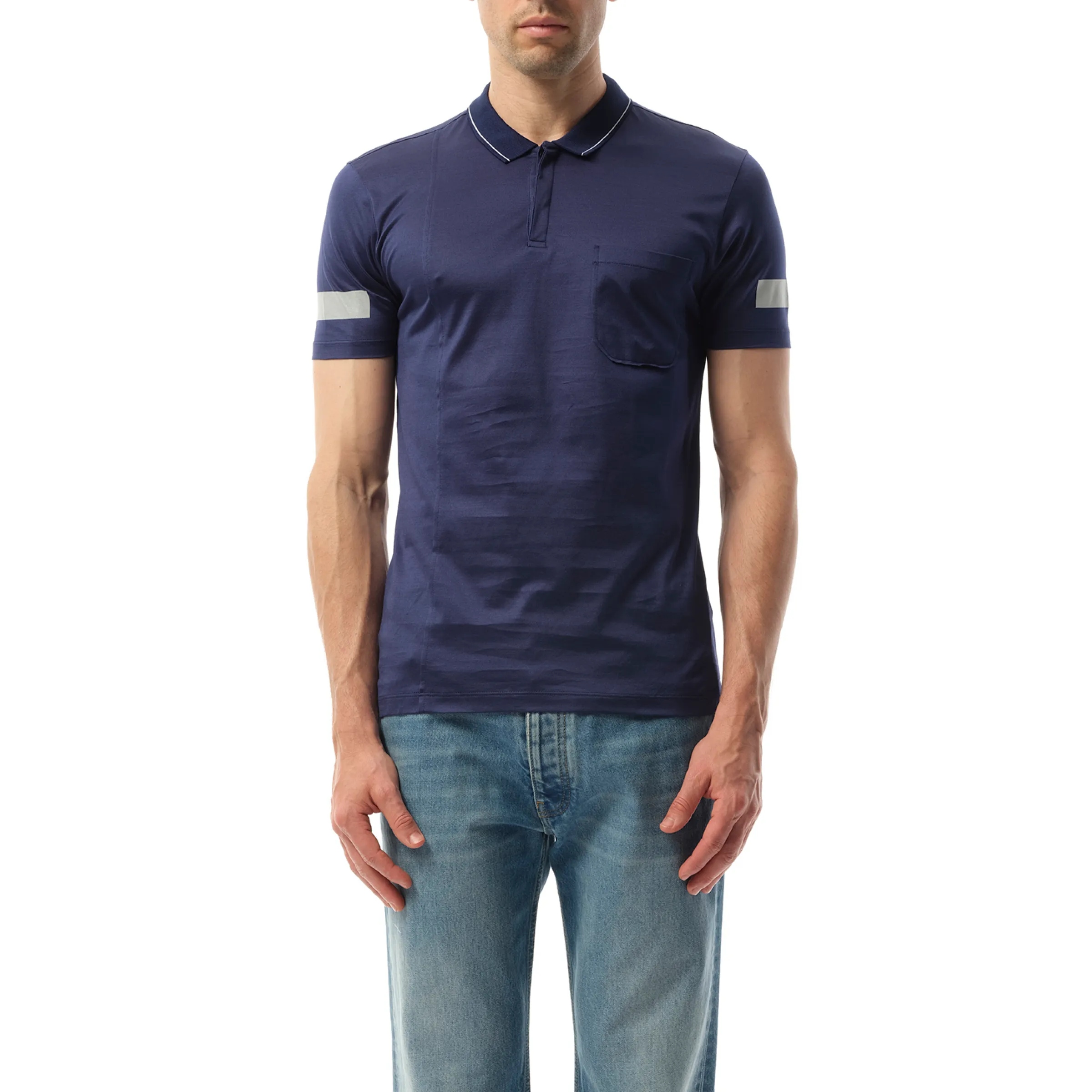 Cut Tape Polo in Blue sold by MARAIS