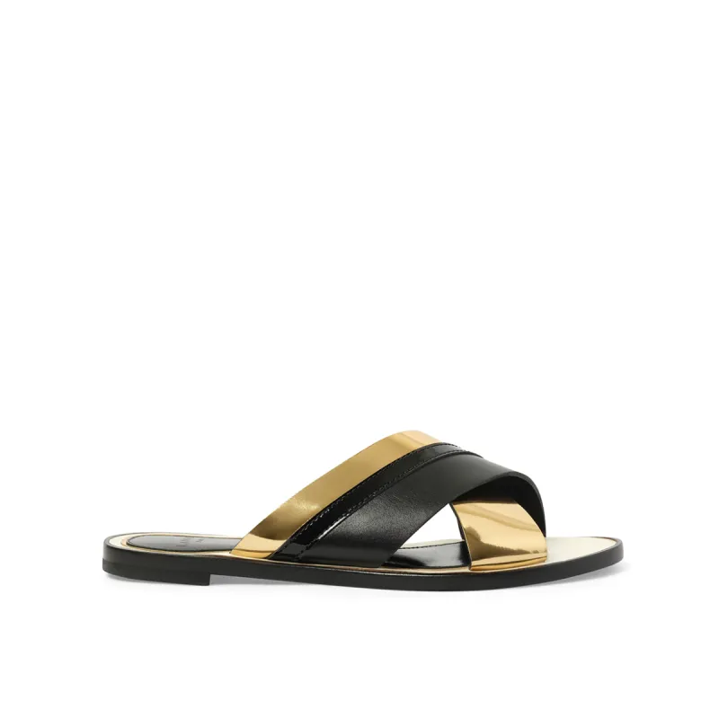 Cross Sandal in Gold sold by MARAIS