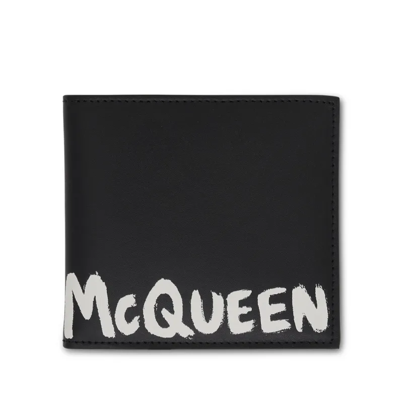 Graffiti Print Leather Wallet in Black sold by MARAIS