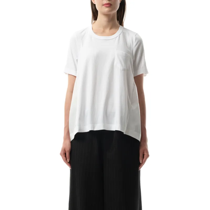 Cotton Poplin x Cotton Jersey T-Shirt in White/Off White made by Sacai
