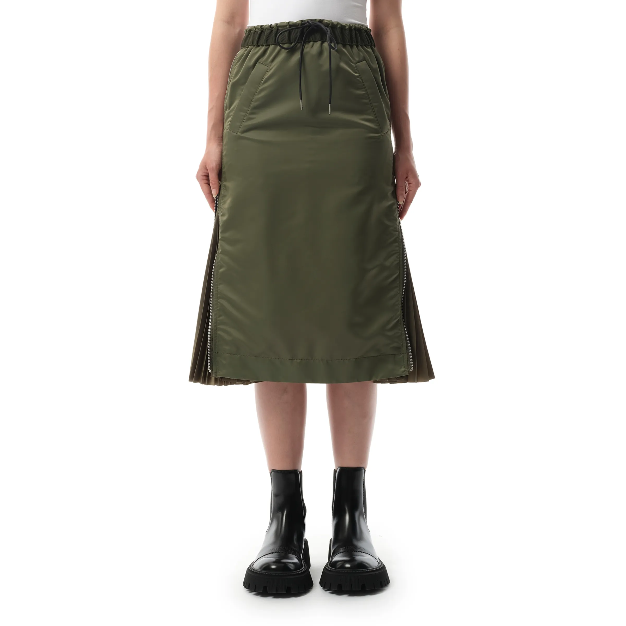 Nylon Twill Skirt in Khaki sold by MARAIS