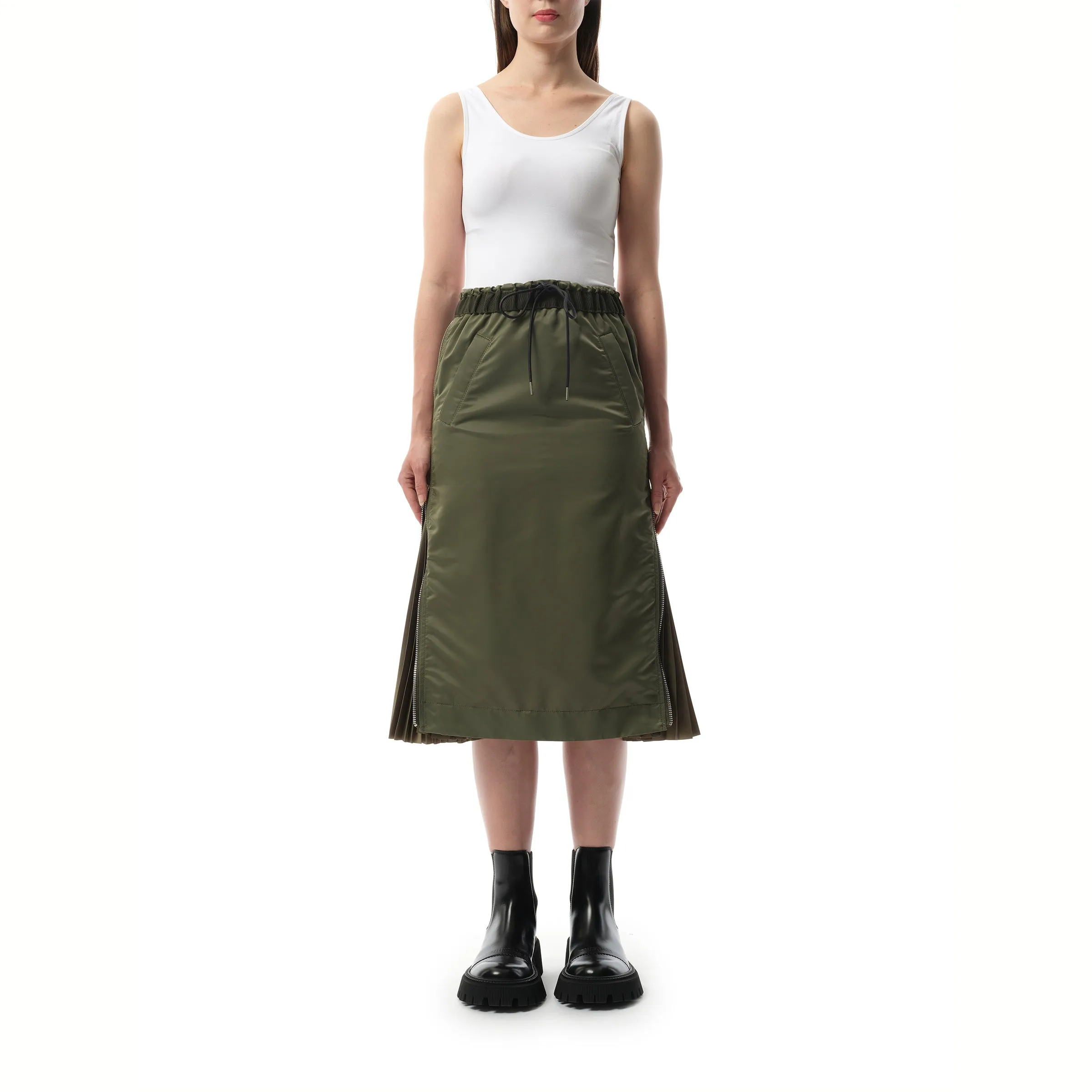 Nylon Twill Skirt in Khaki sold by MARAIS product image thumbnail 4